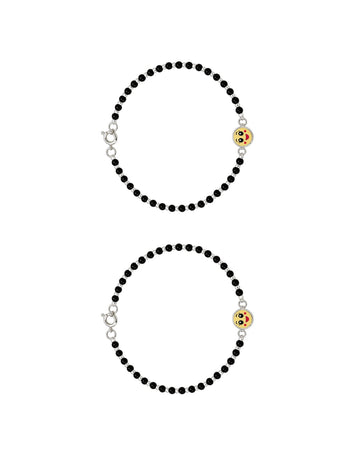 Double Engraved Oval Beaded Baby Bangle Set (Pair)