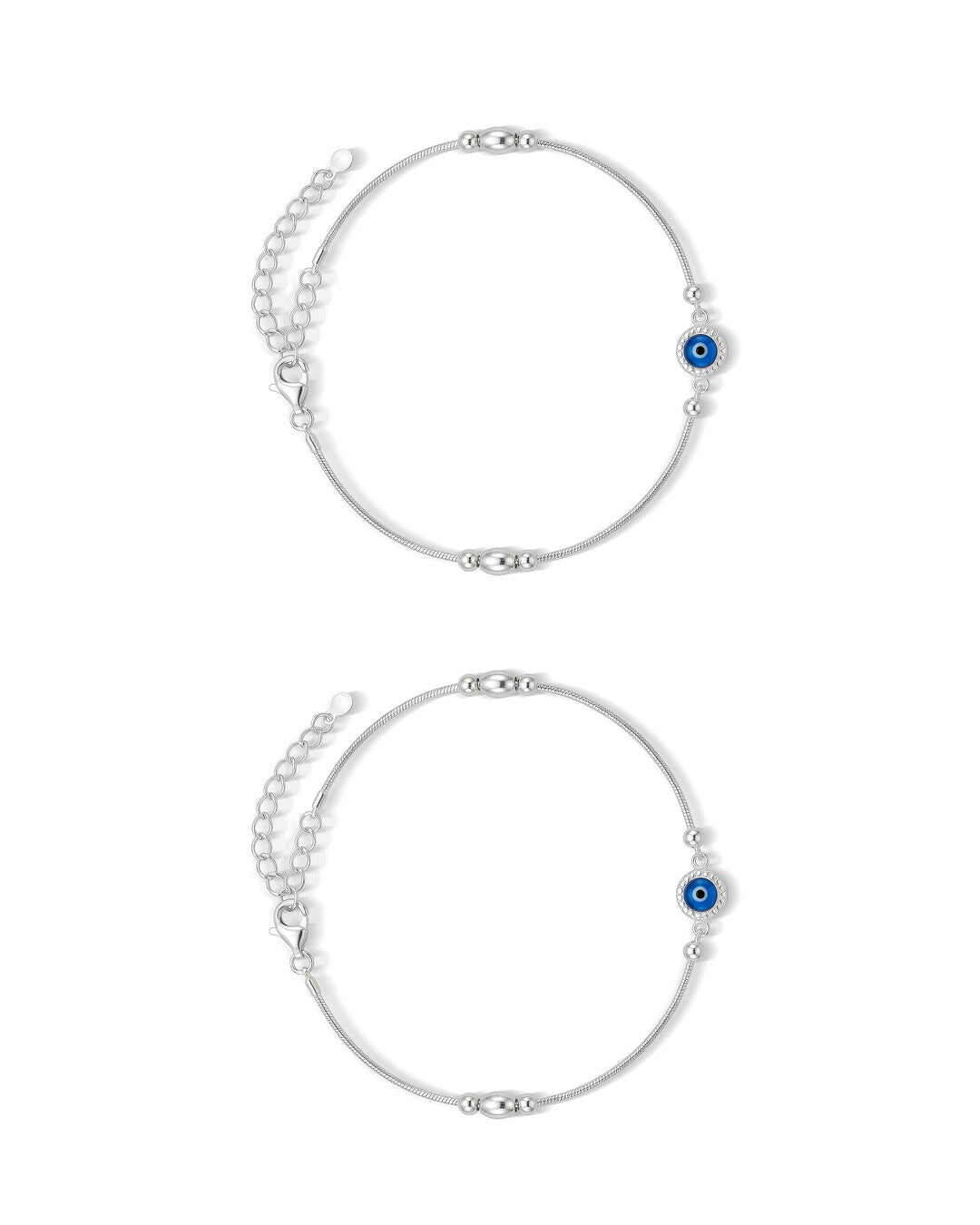 Evil Eye Snake Chain Beaded Anklet (Pair)