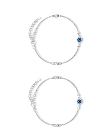 Evil Eye Snake Chain Beaded Anklet (Pair)