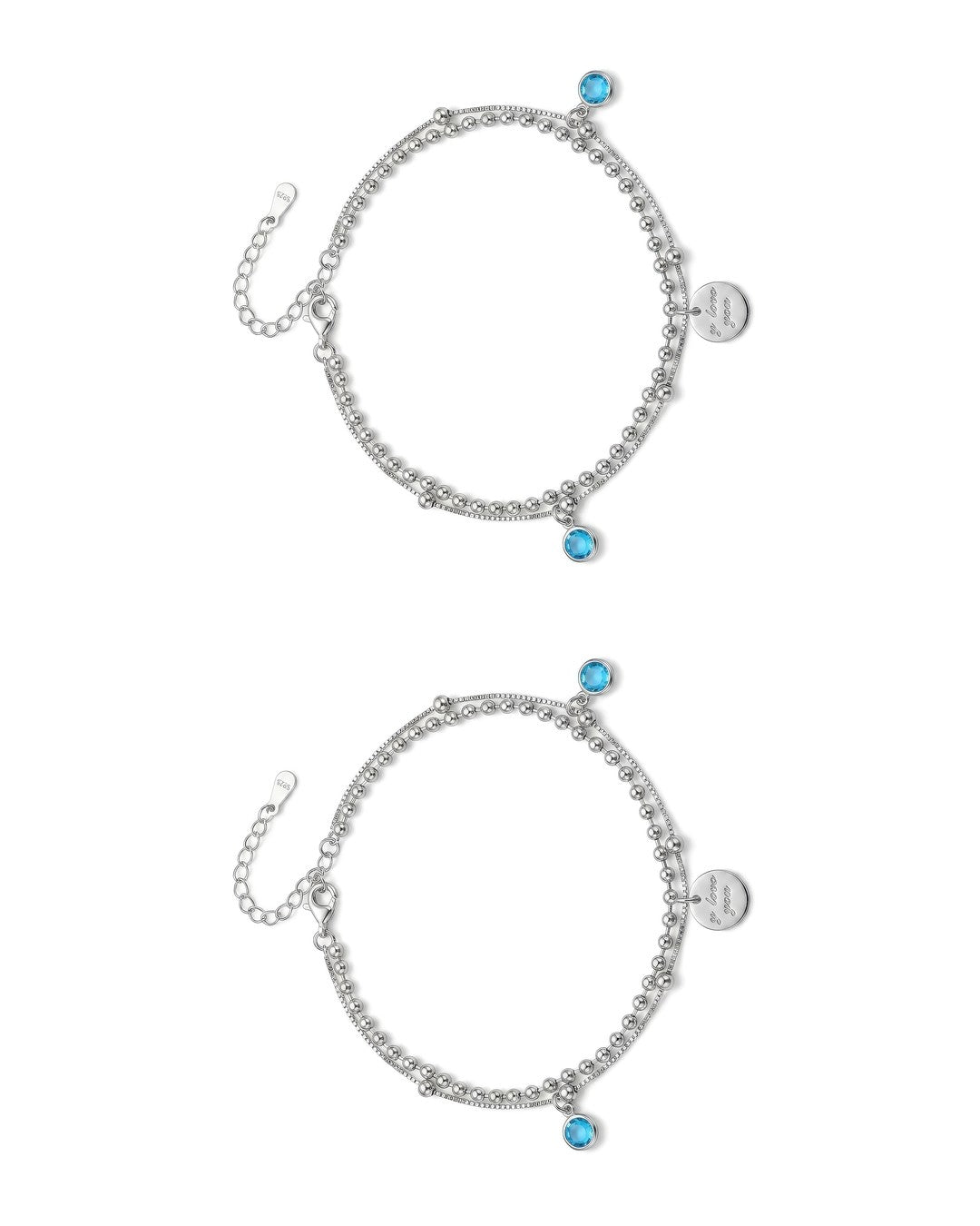 Tri-Tone Braided Herringbone Chain Anklet