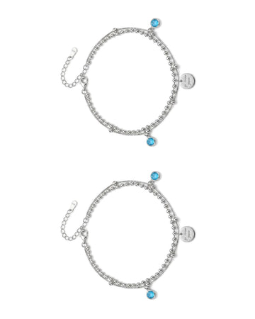 Tri-Tone Braided Herringbone Chain Anklet