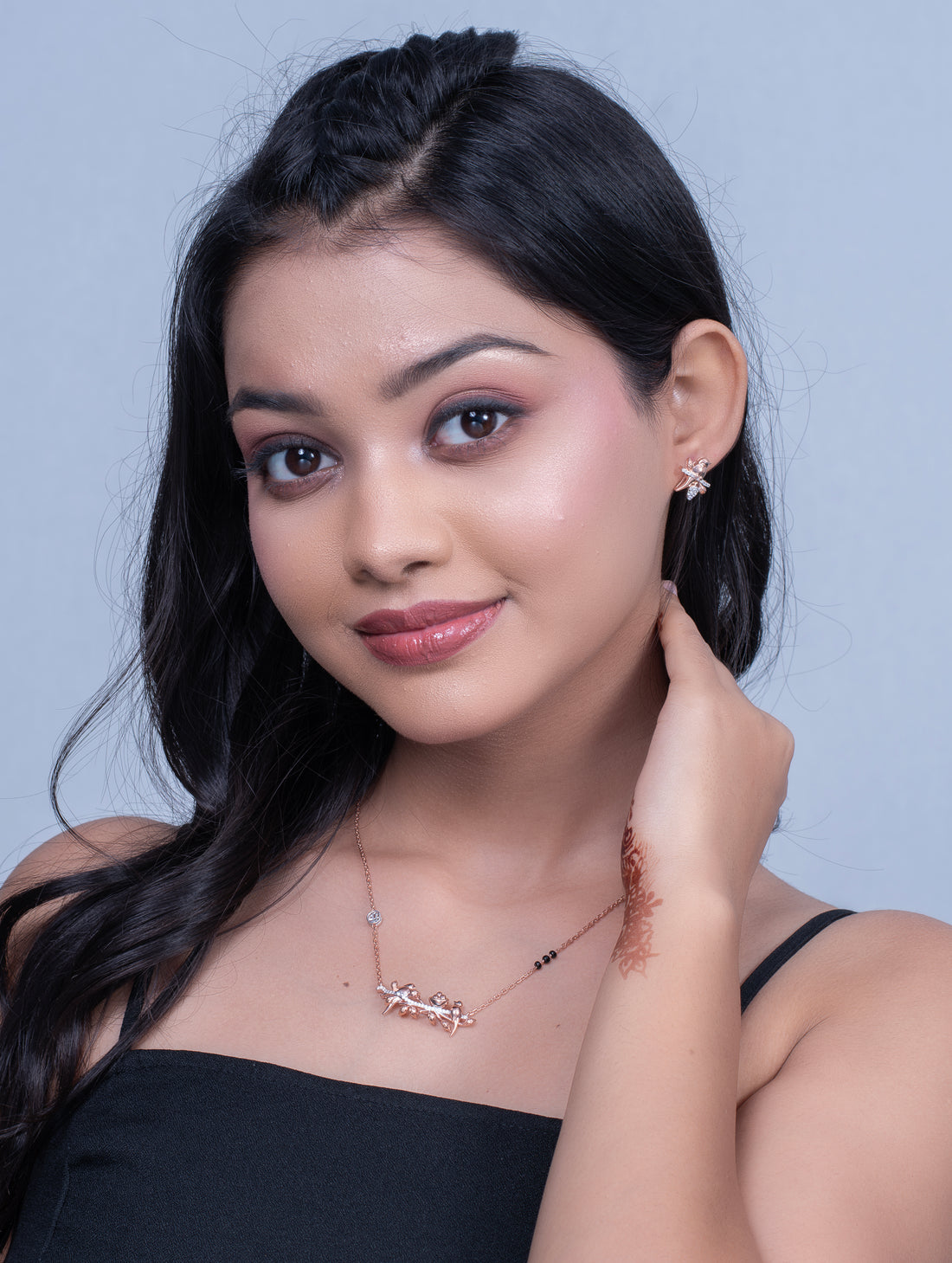 Bird Motif Gold-Tone Silver Necklace & Earrings Set