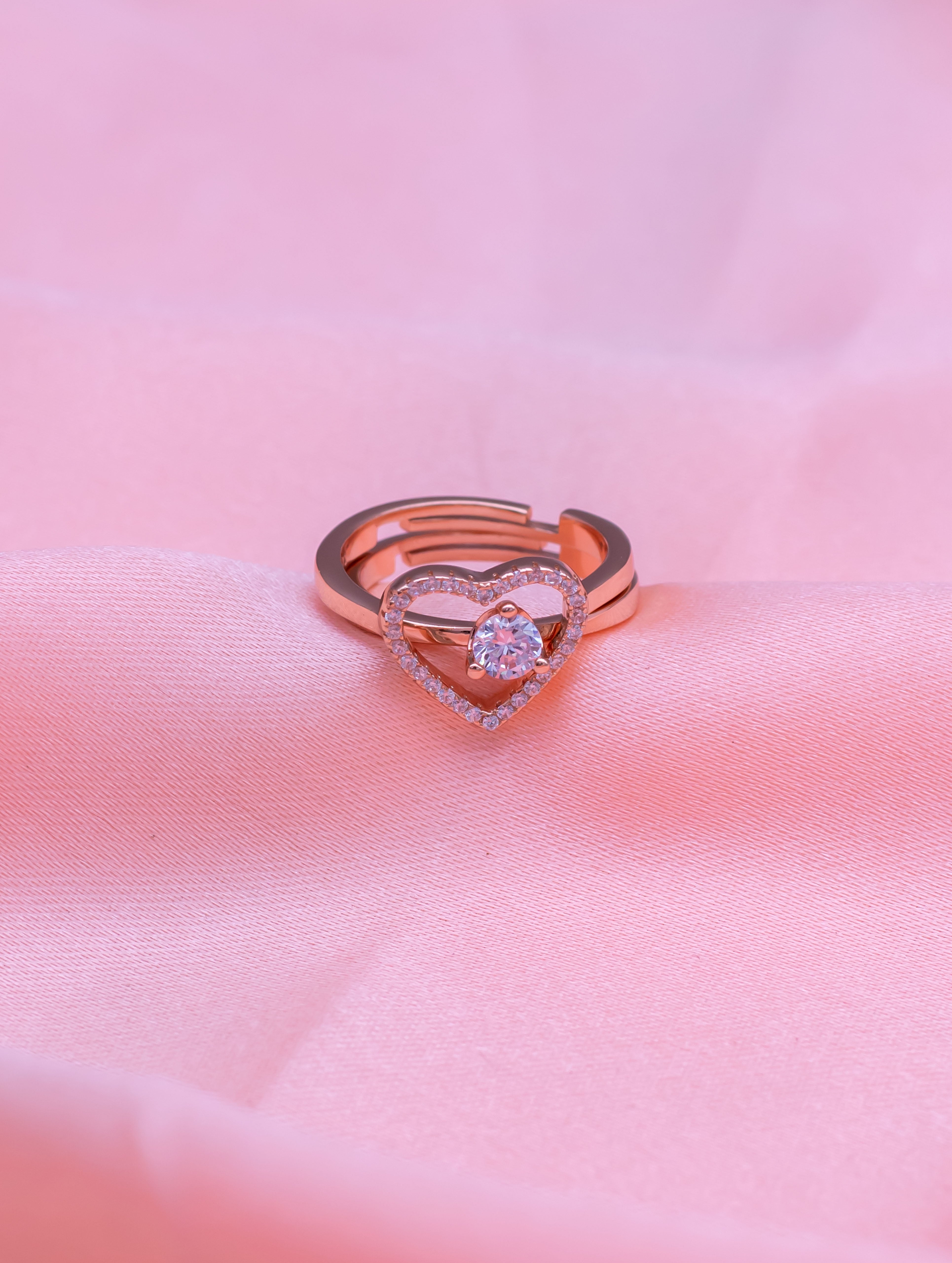 Luxury Silver Heart Solitaire Ring
