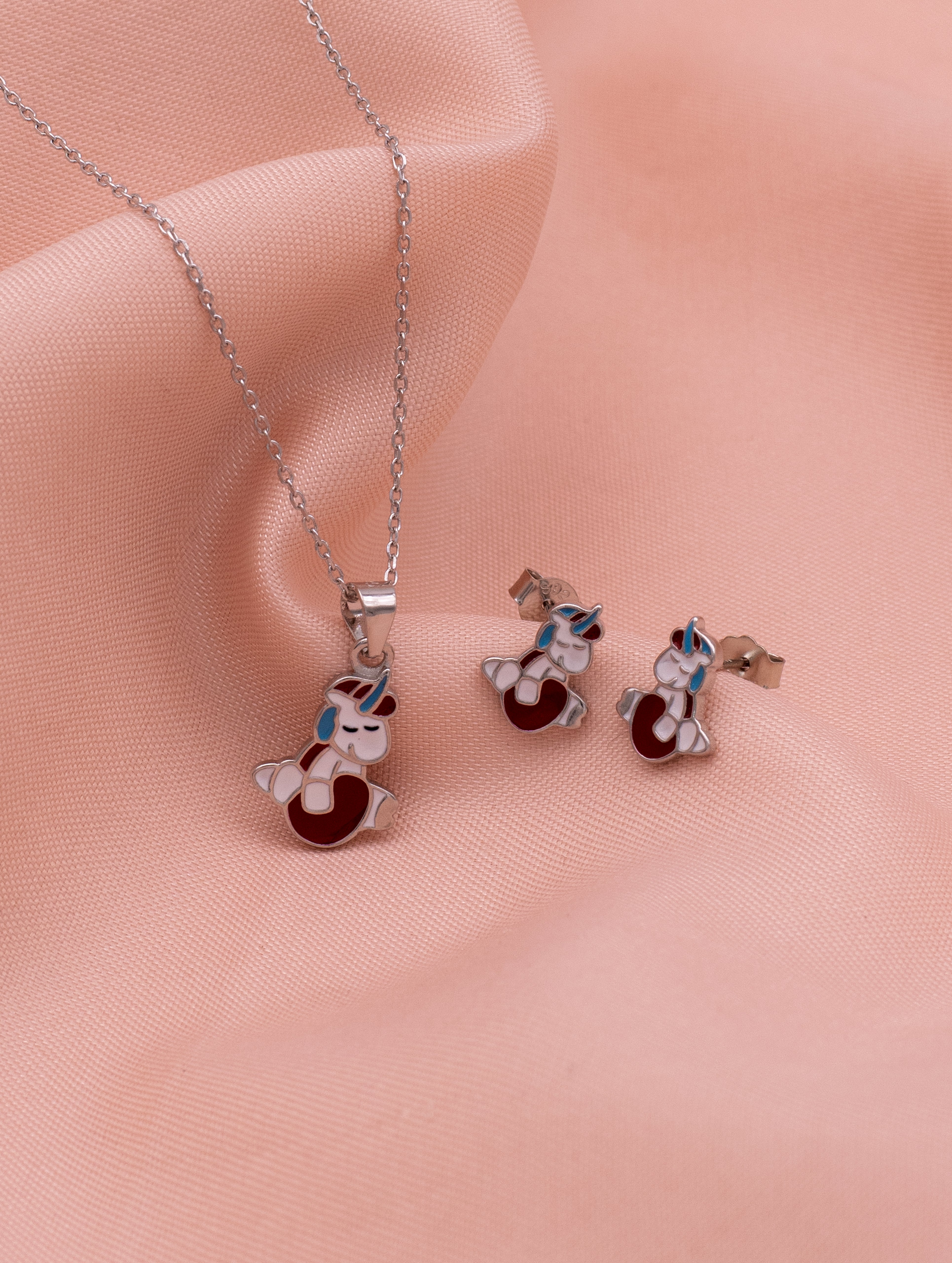 Unicorn Enamel Silver Chain
