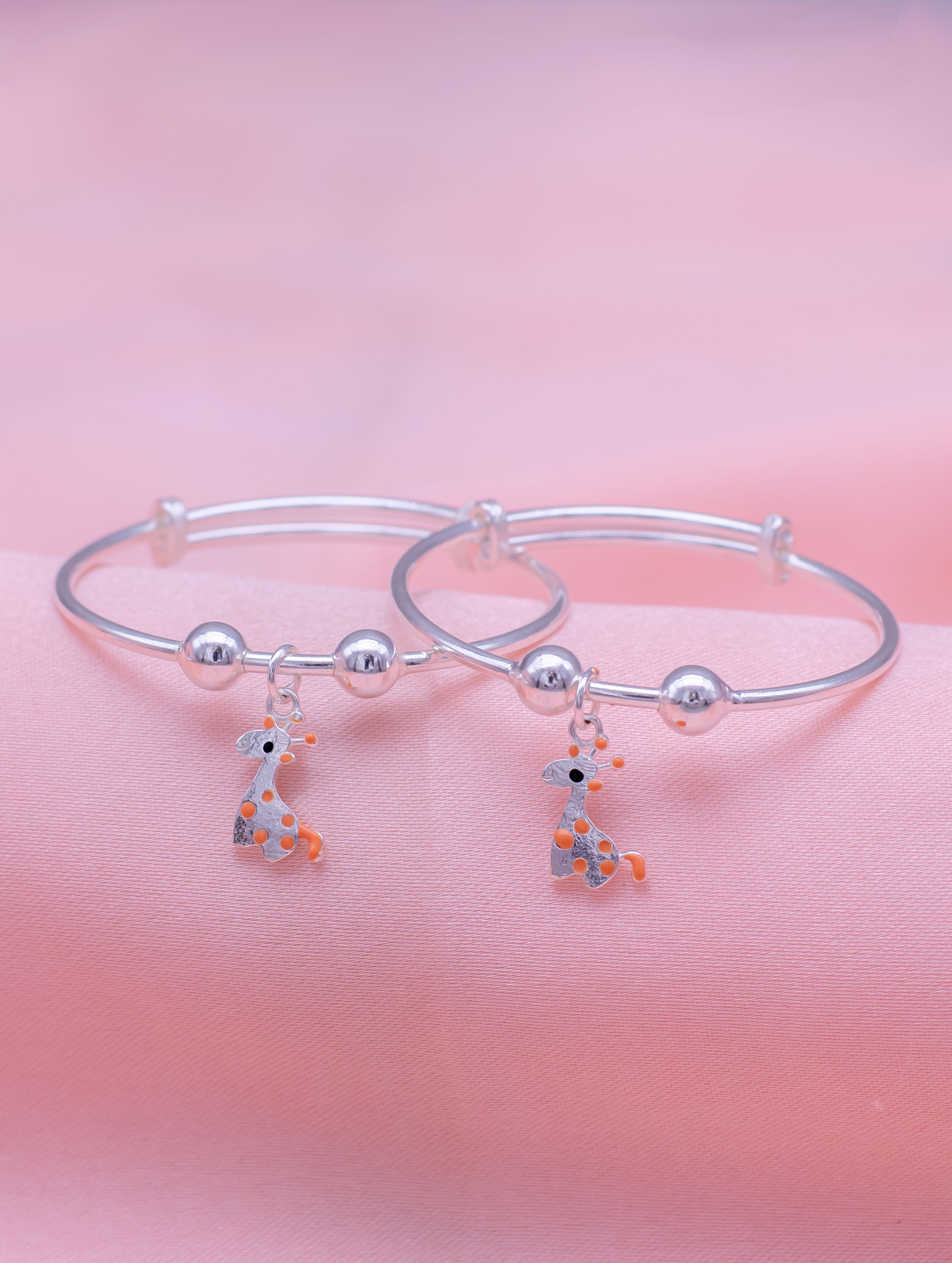Charming Kids' Silver Bangle with Enamel