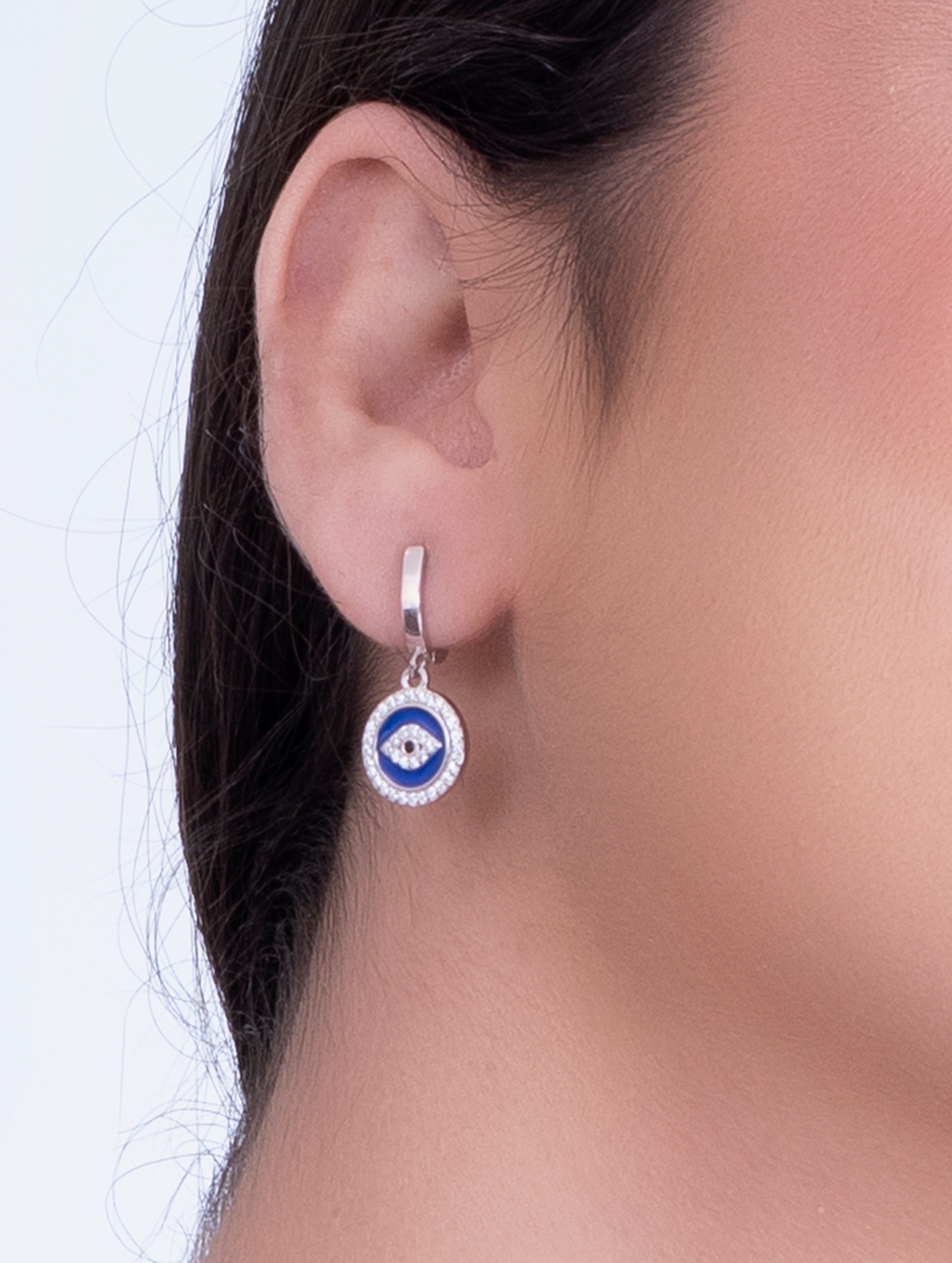 Silver Evil Eye Earrings