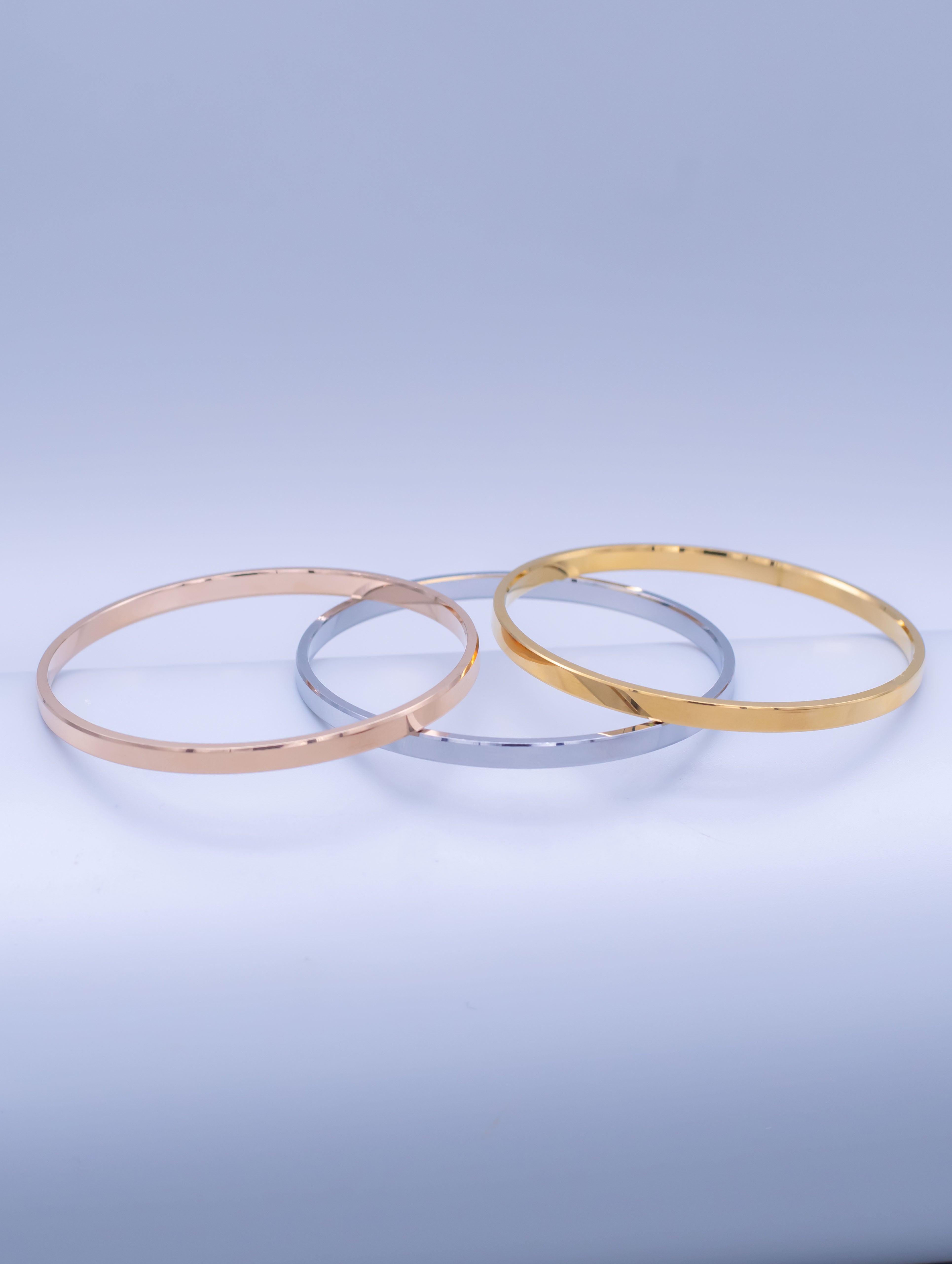 Tri-Colour Silver Bangles