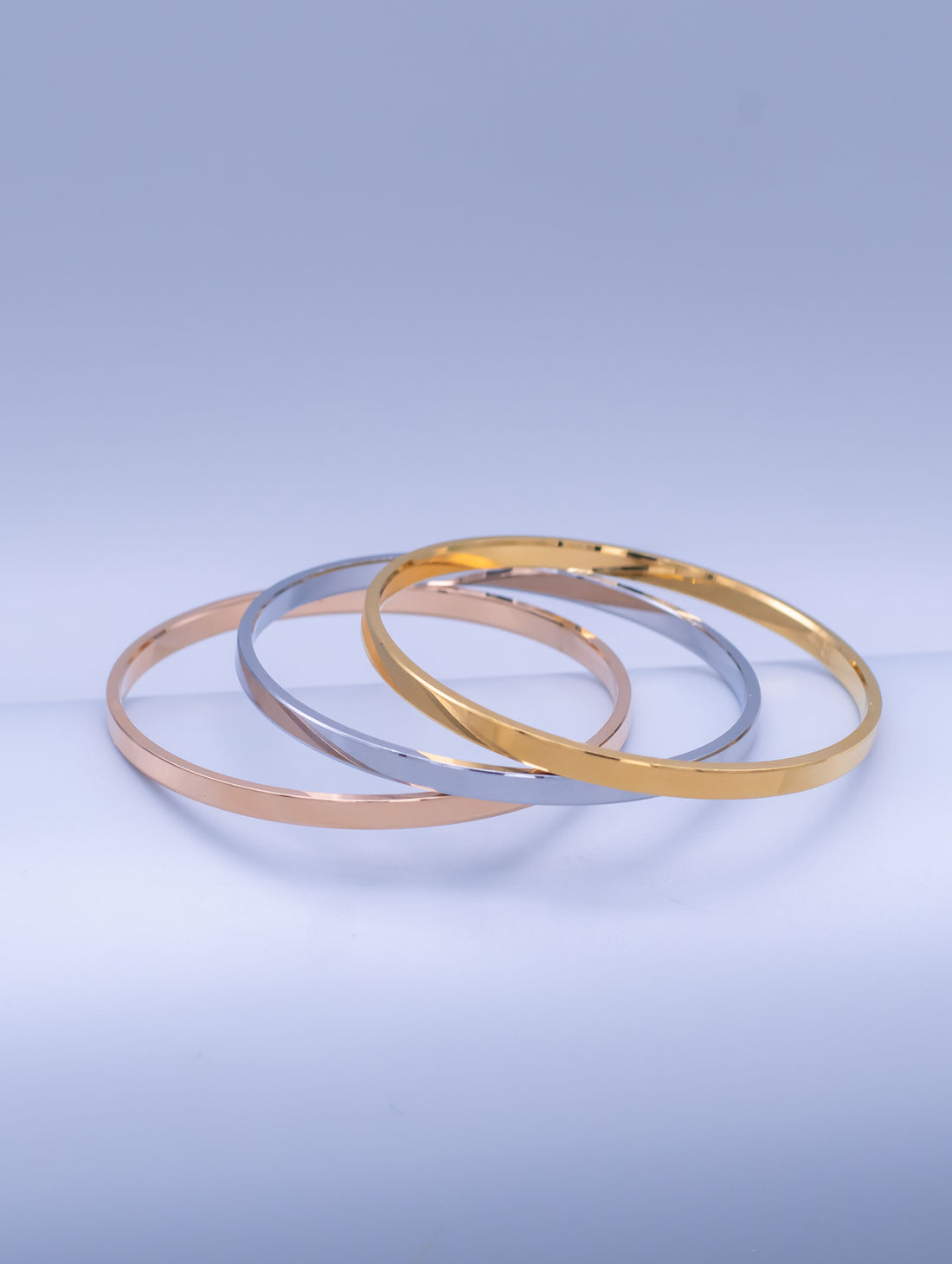 Tri-Colour Silver Bangles