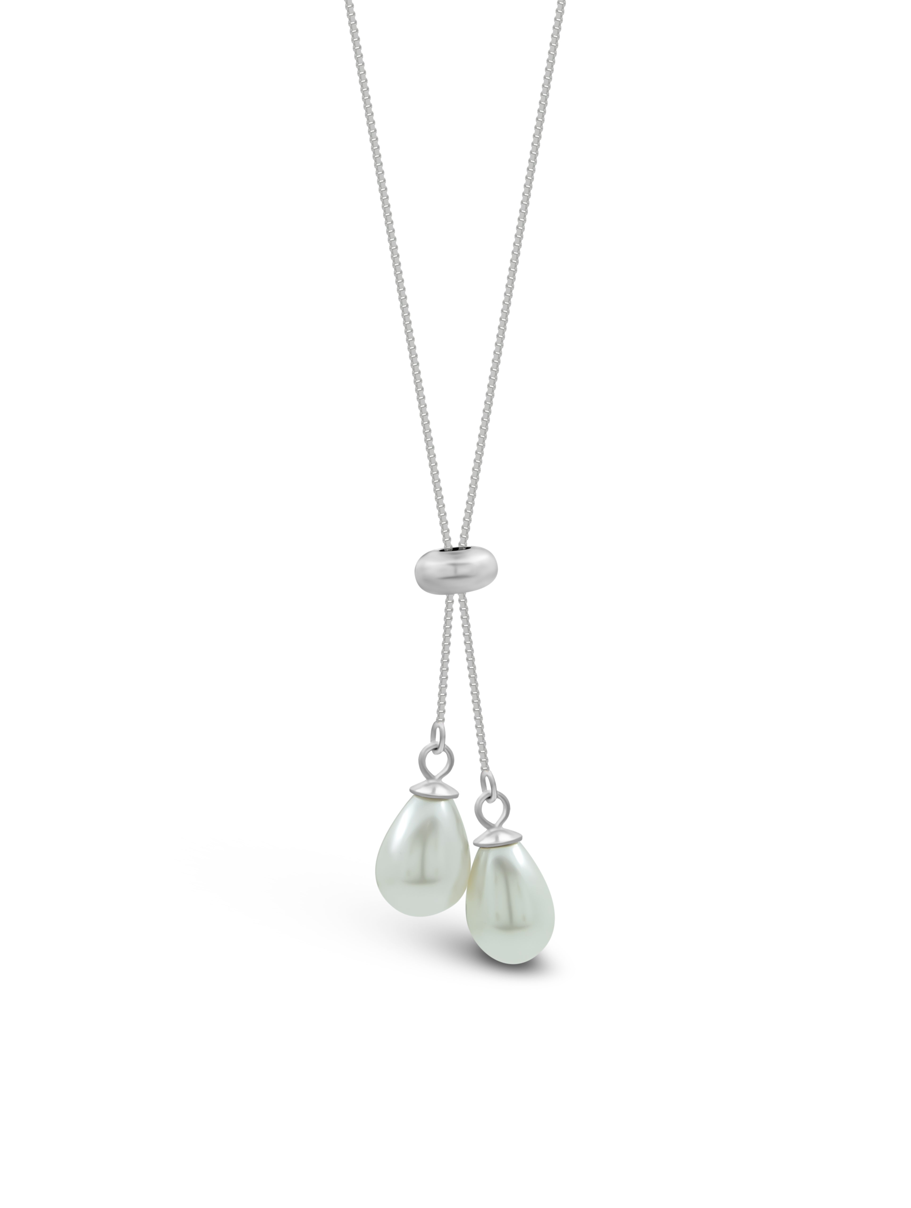 Dewdrop Adjustable Silver & Pearl Chain