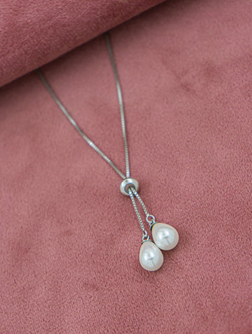 Dewdrop Adjustable Silver & Pearl Chain