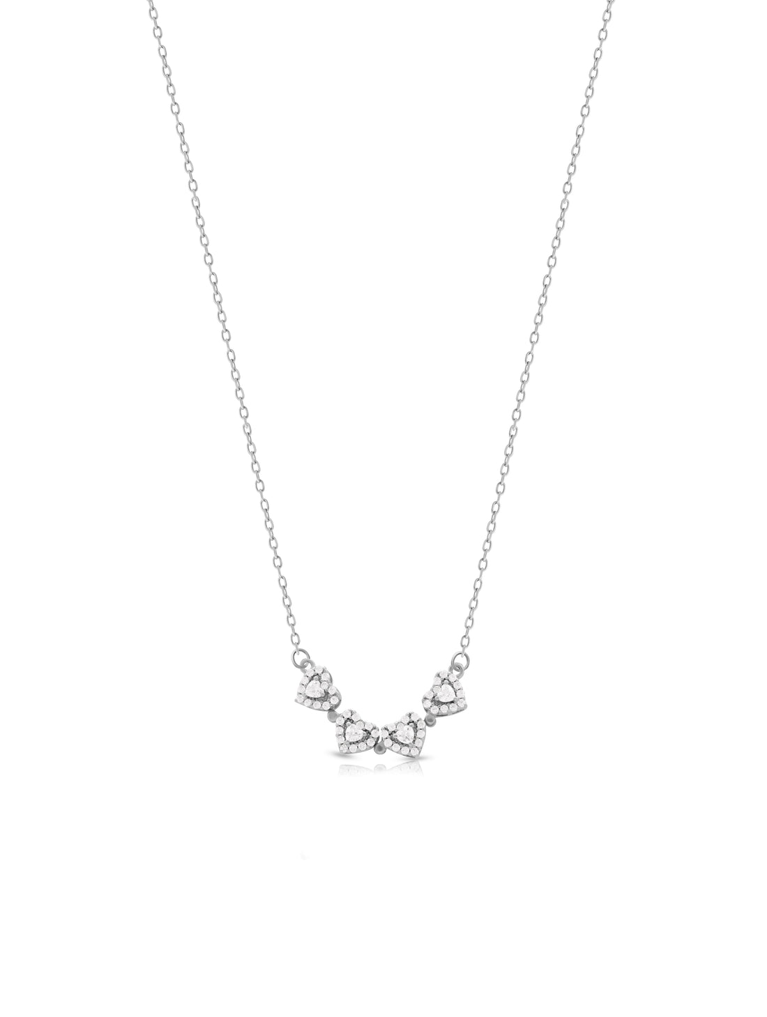 Heart Cluster Silver Necklace with Swarovski Zircon