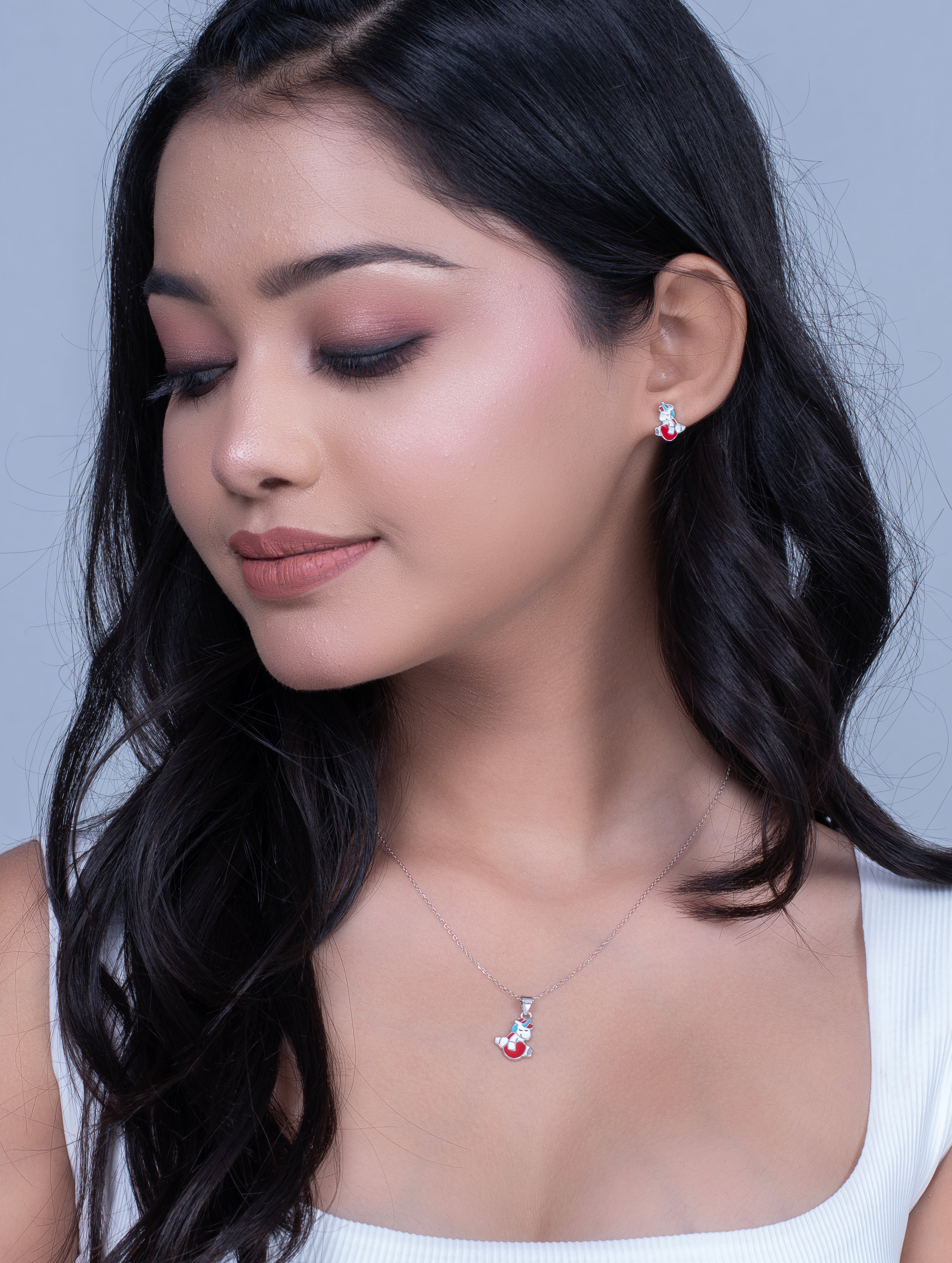 Unicorn Enamel Silver Chain