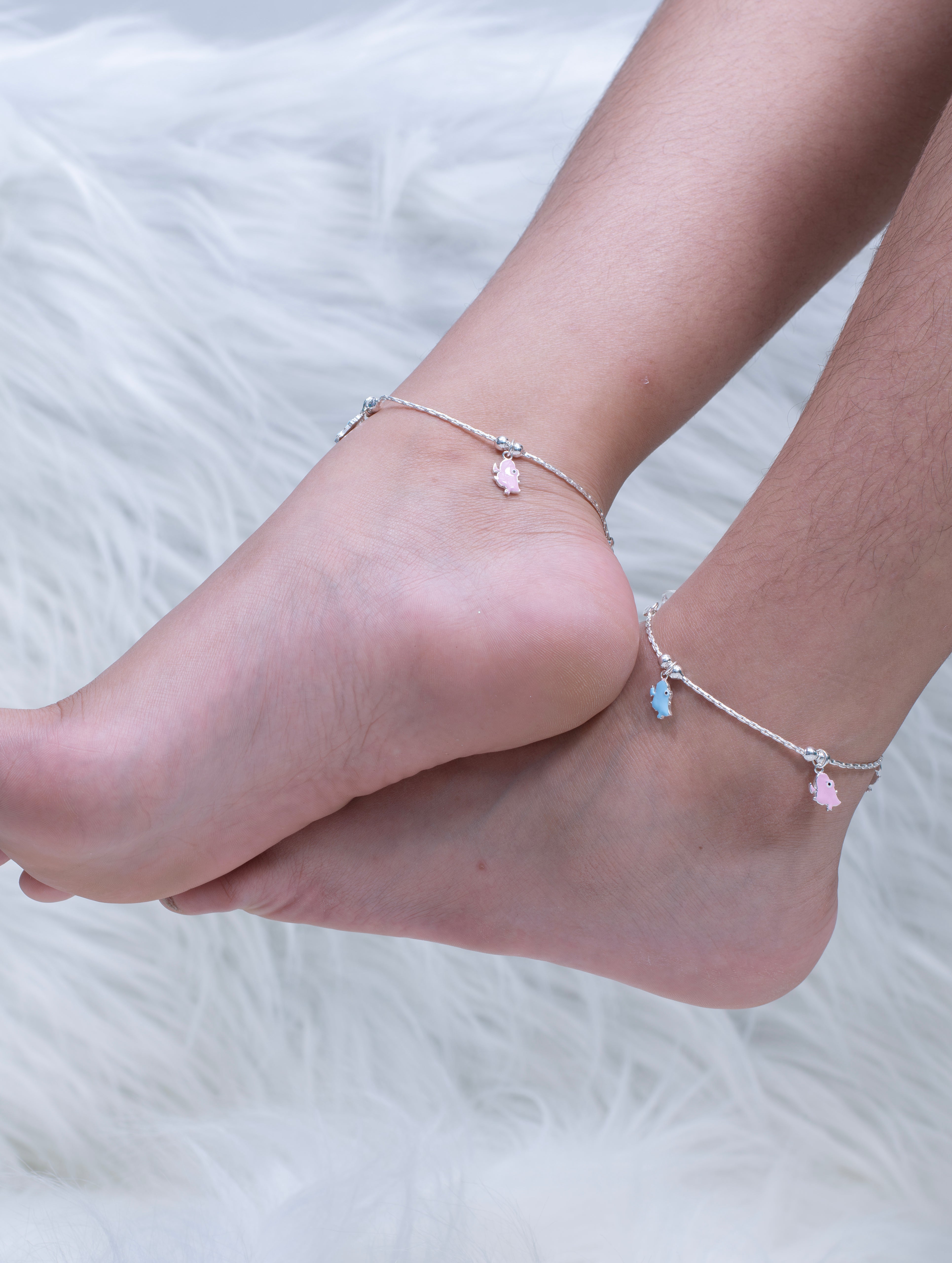 Pastel Birds Silver Anklet
