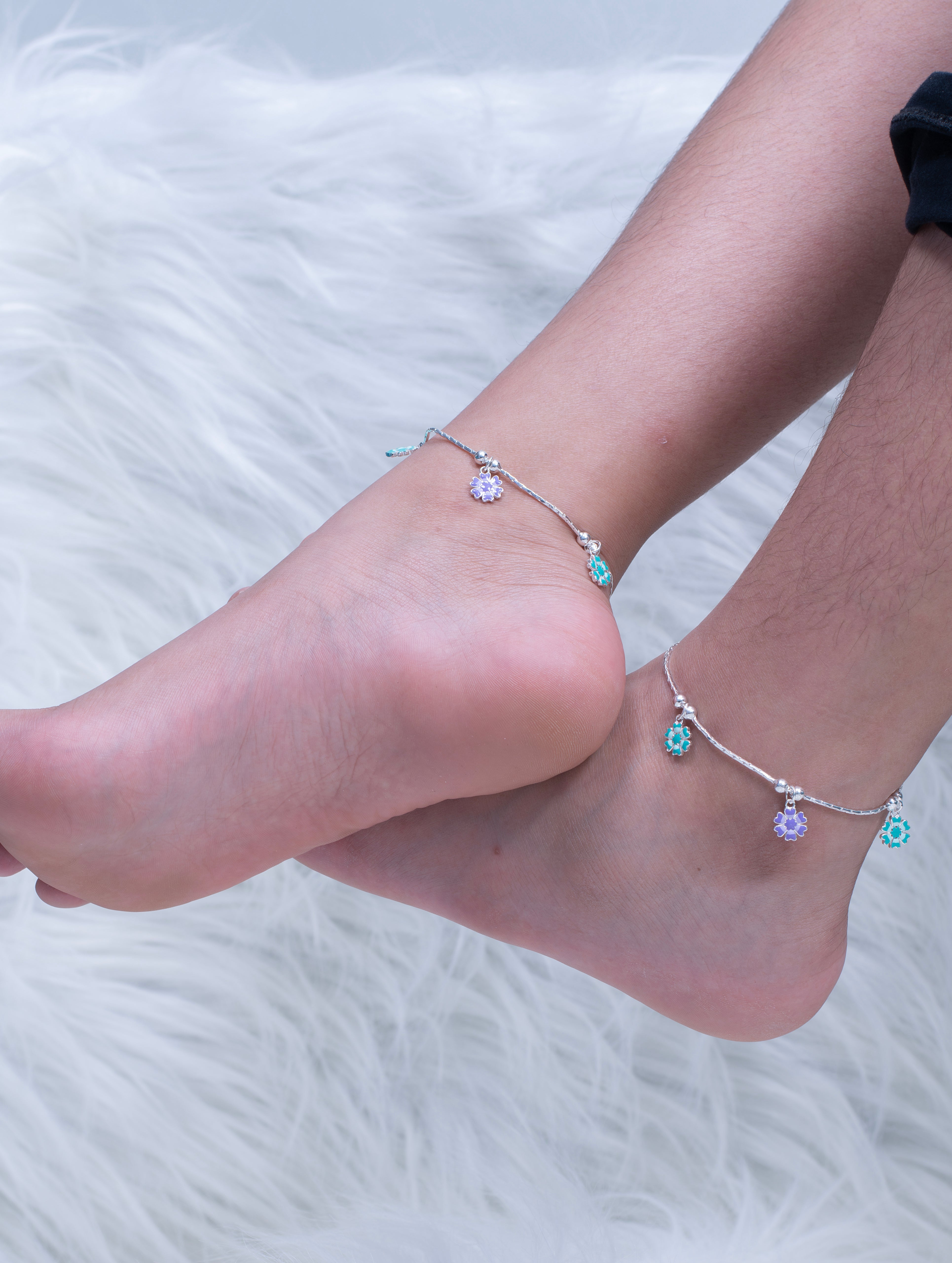 Bloom Charm Silver Anklet
