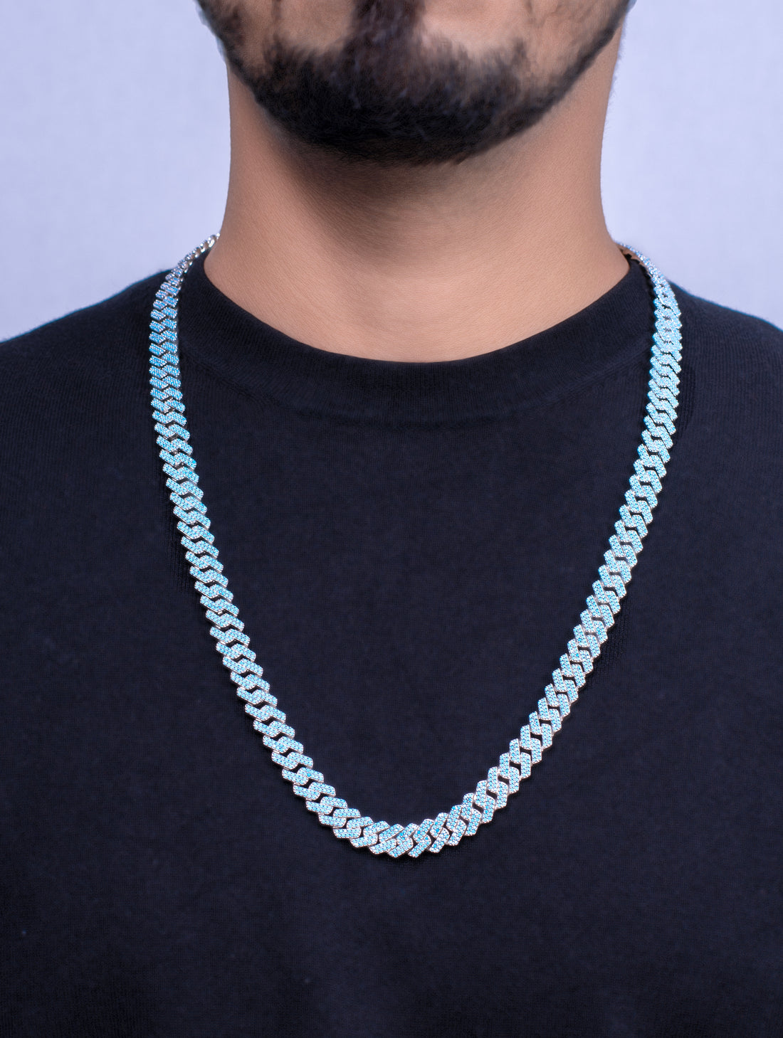 Blue Stone Cuban Link Gents Chain