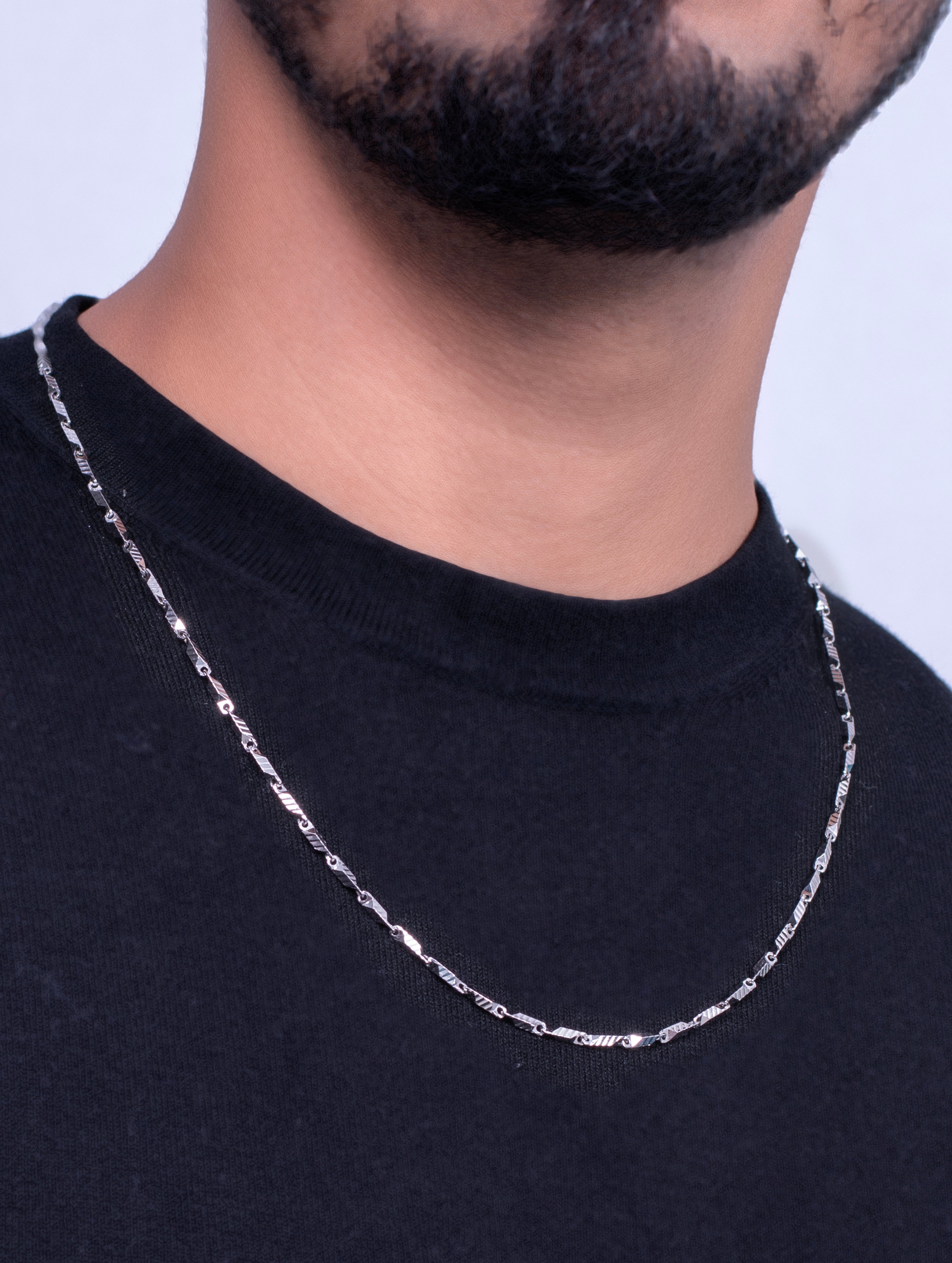 Geometric Silver Gents Chain