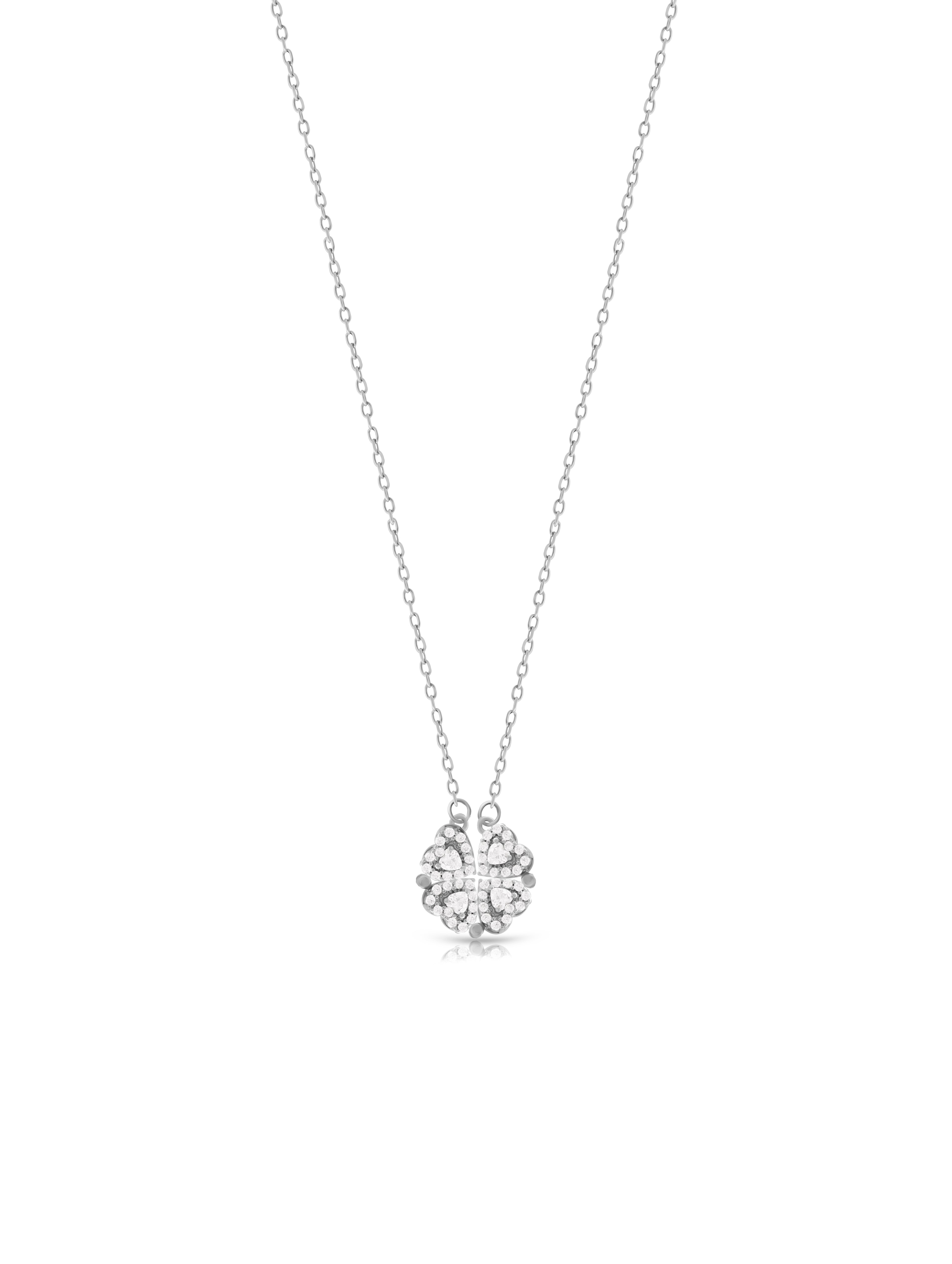 Heart Cluster Silver Necklace with Swarovski Zircon