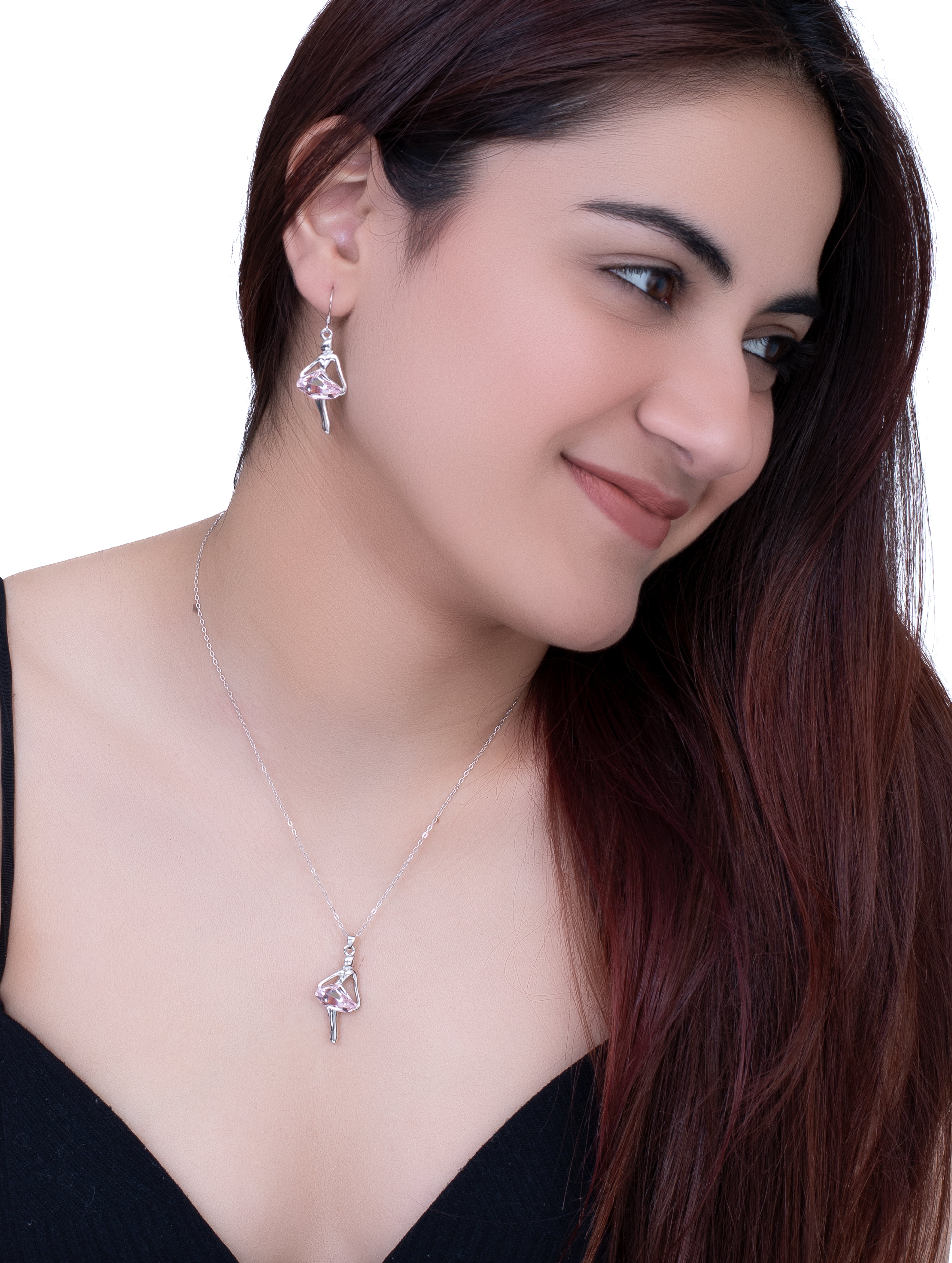 Pink Doll Pendant Necklace Set