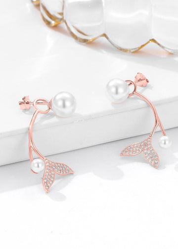 Pearl Cascade Zircon & Pearl Drop Earrings