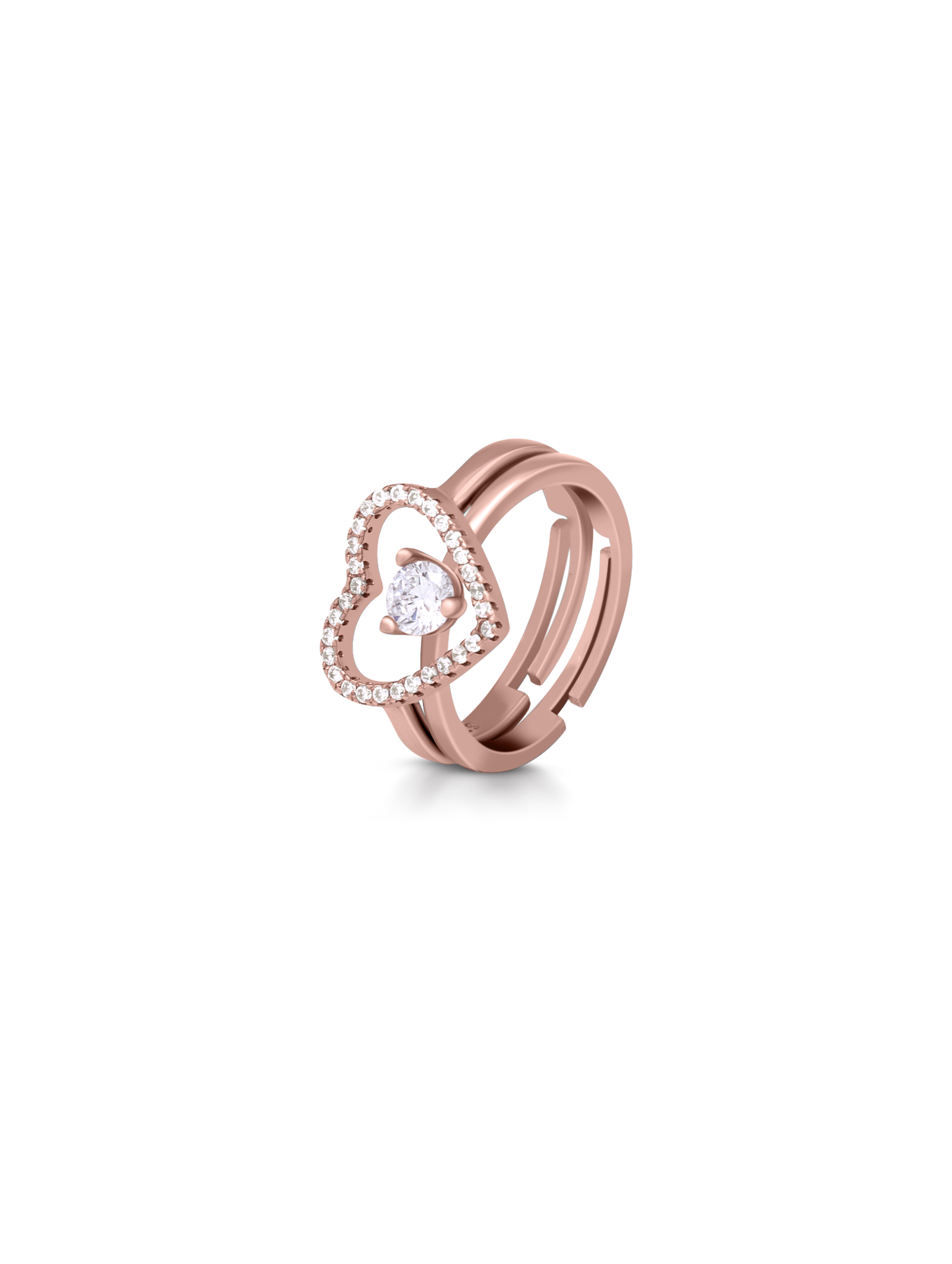 Luxury Silver Heart Solitaire Ring