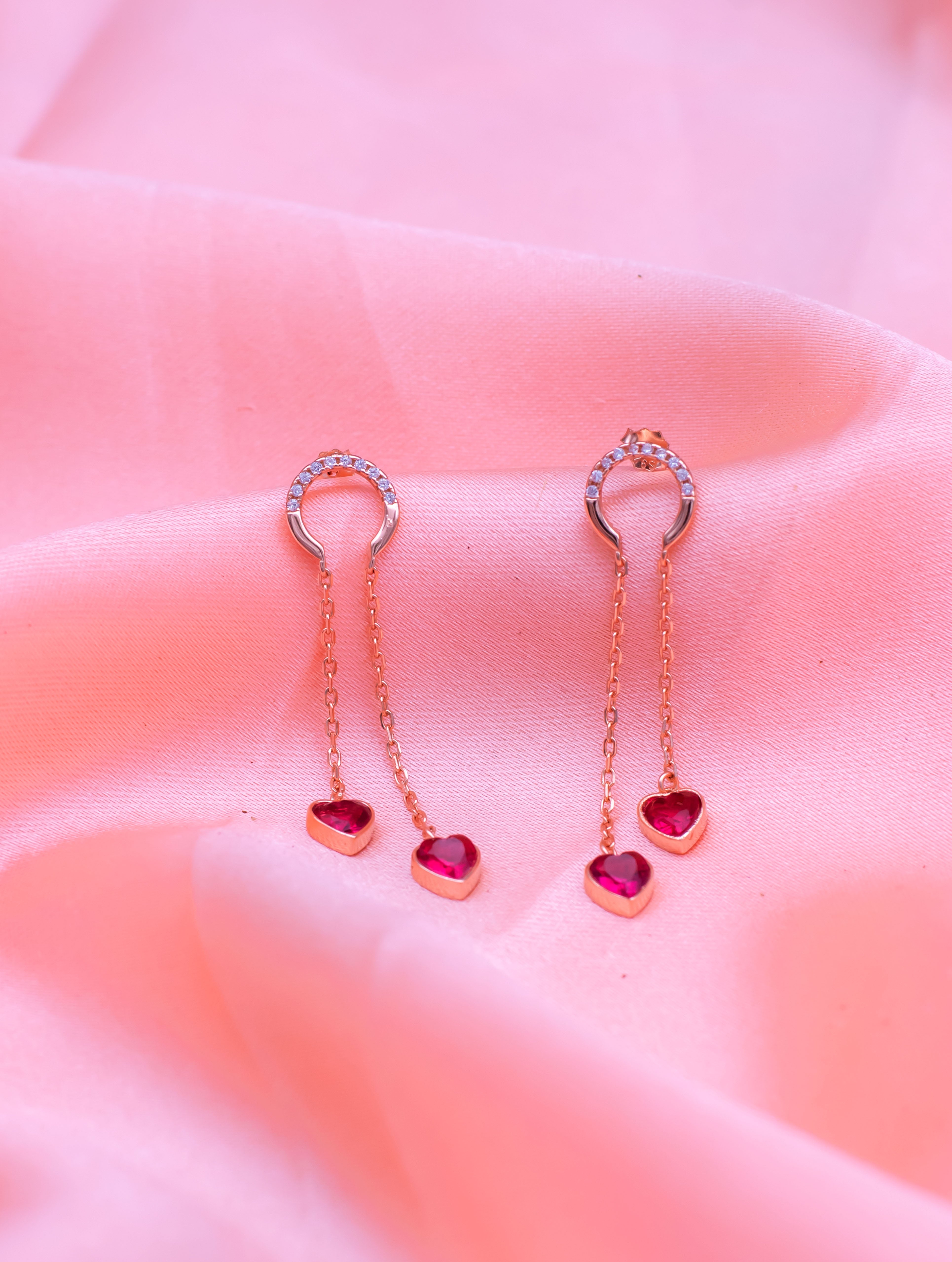 Sparkling Heart Drop Dangling Earrings