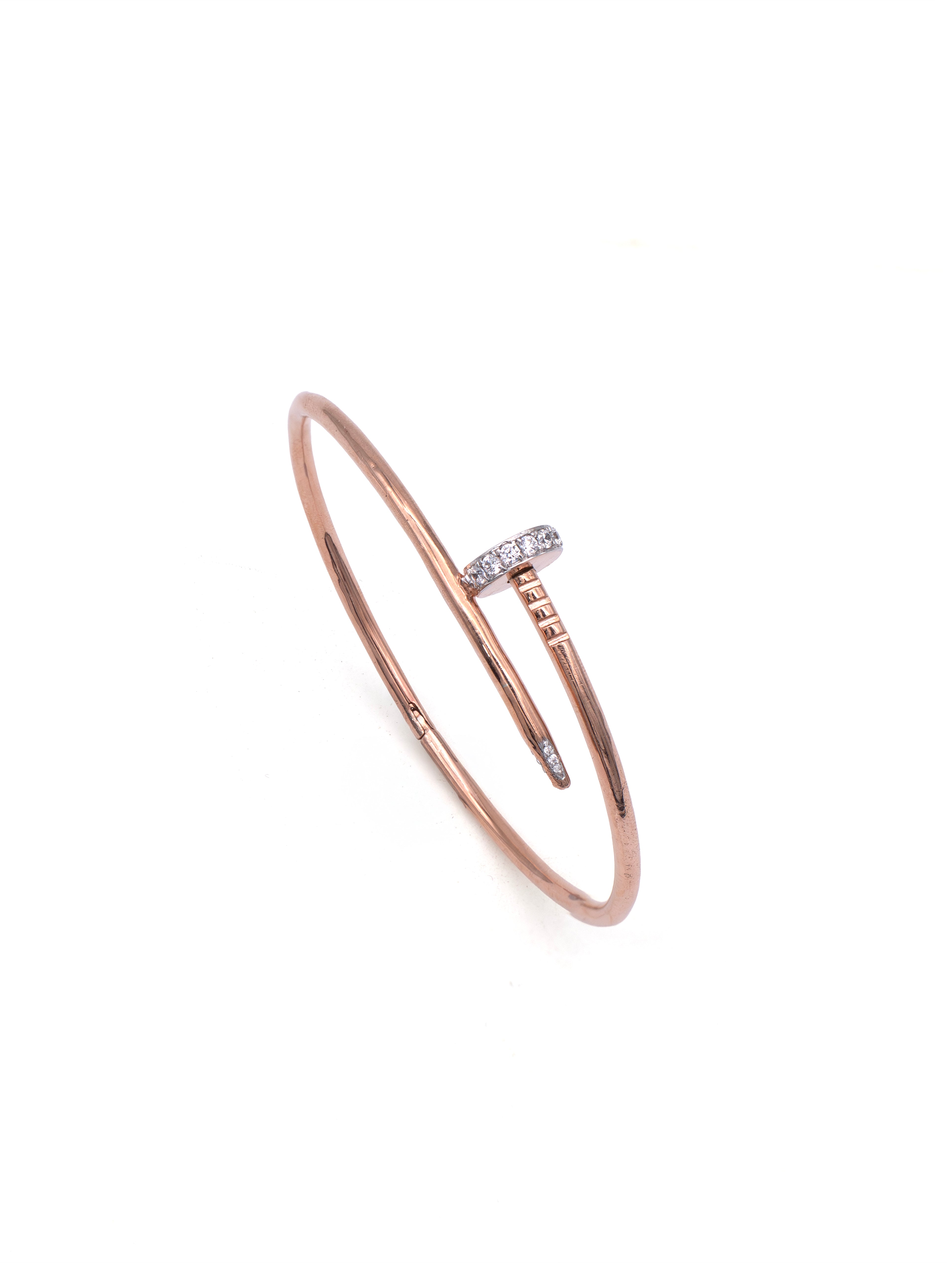 Rose Radiance 925 Silver Rose Gold Openable Kada Bracelet with Circle Motif