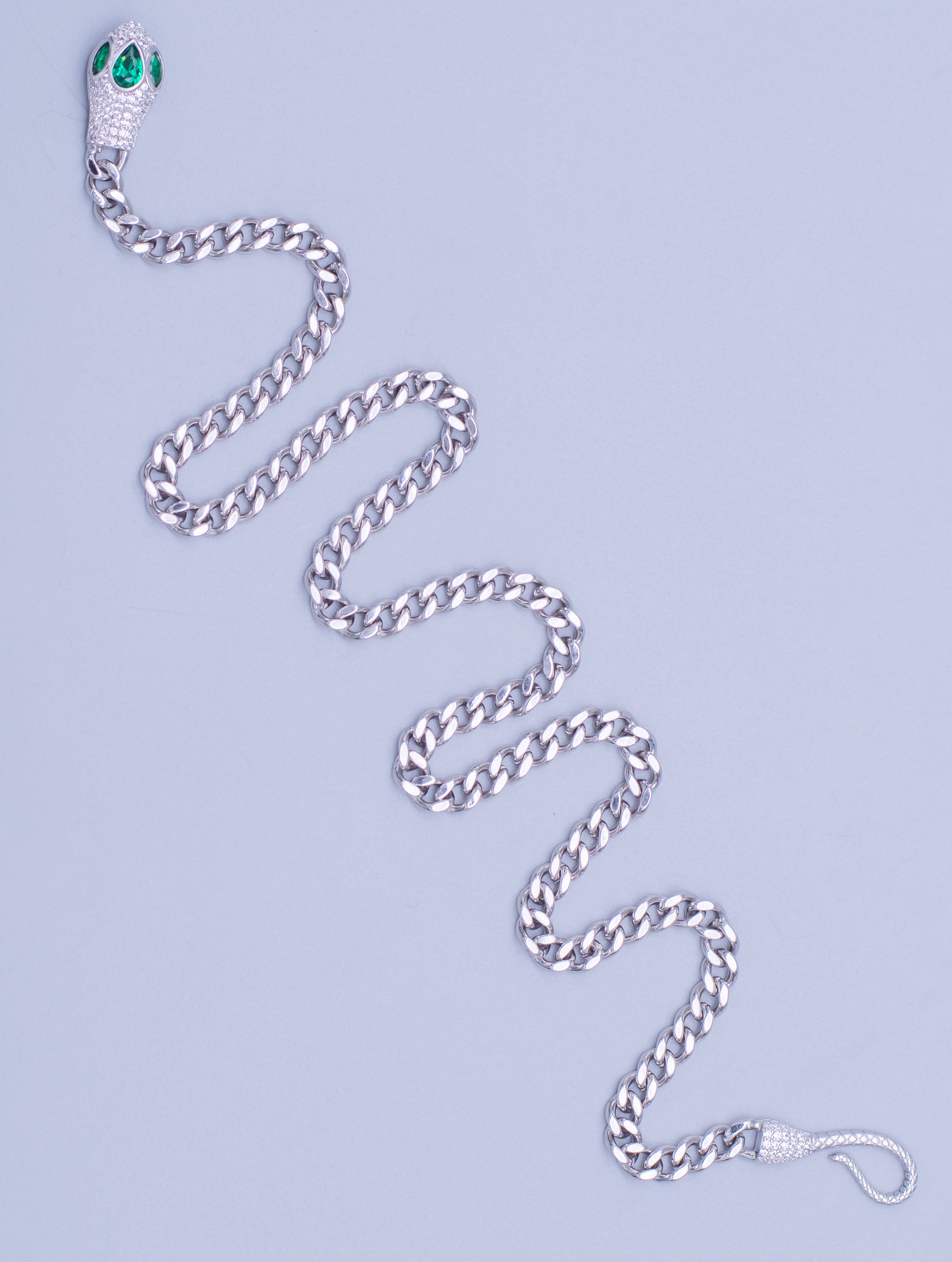 Silver Cuban Chain with Snake Lock