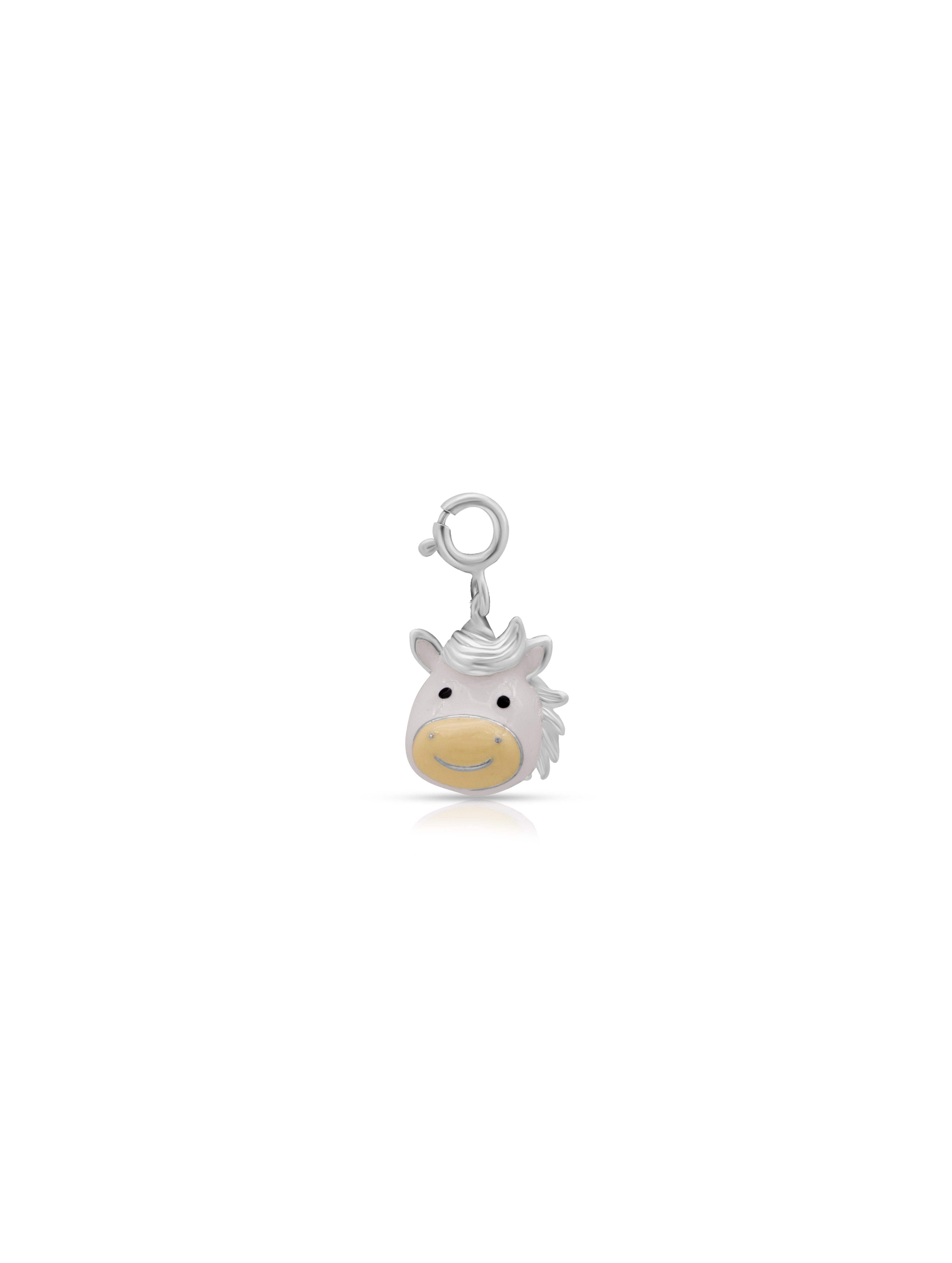 White Enamel Lion Face Silver Pendant