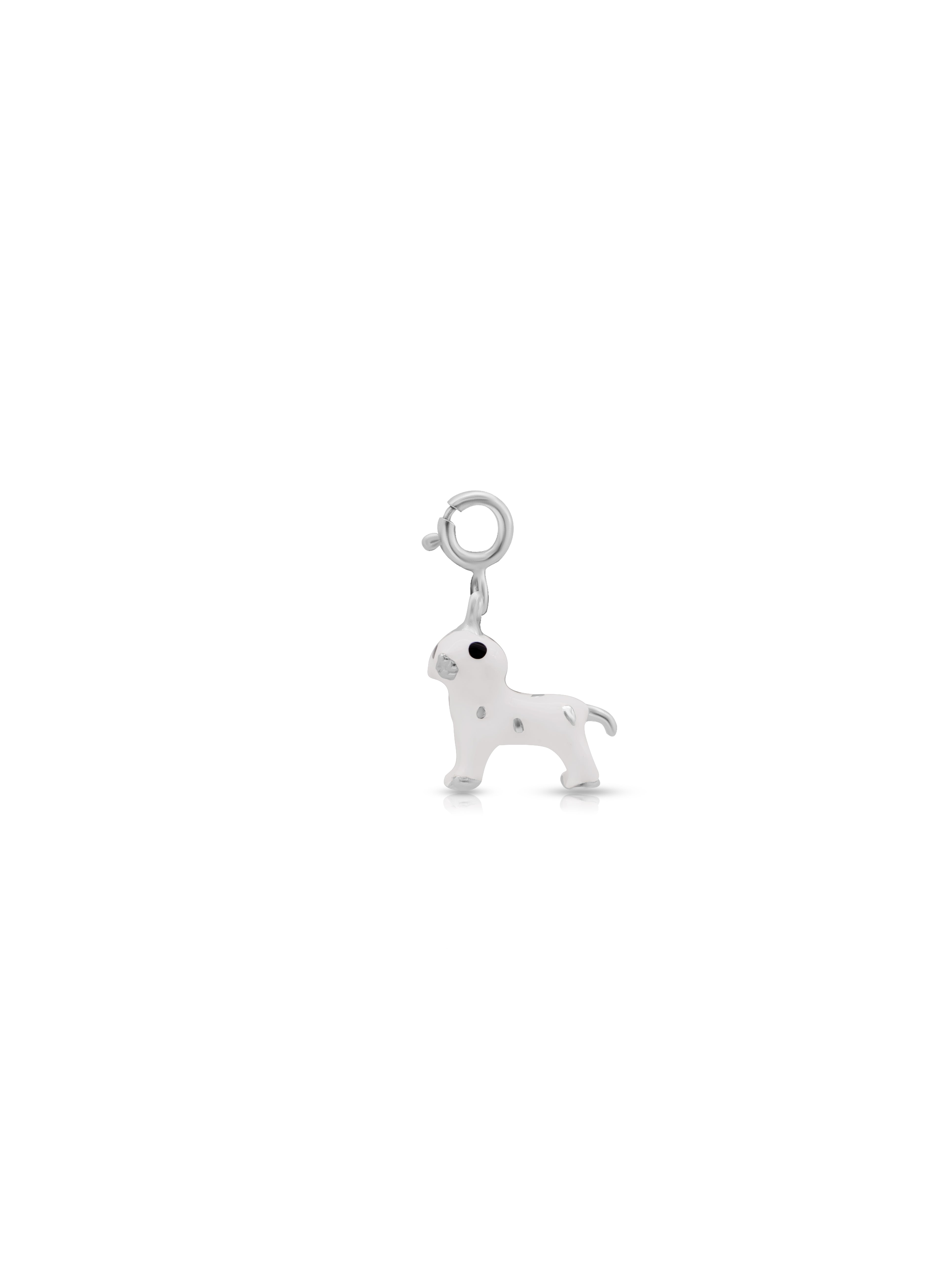 White Enamel Unicorn Silver Pendant