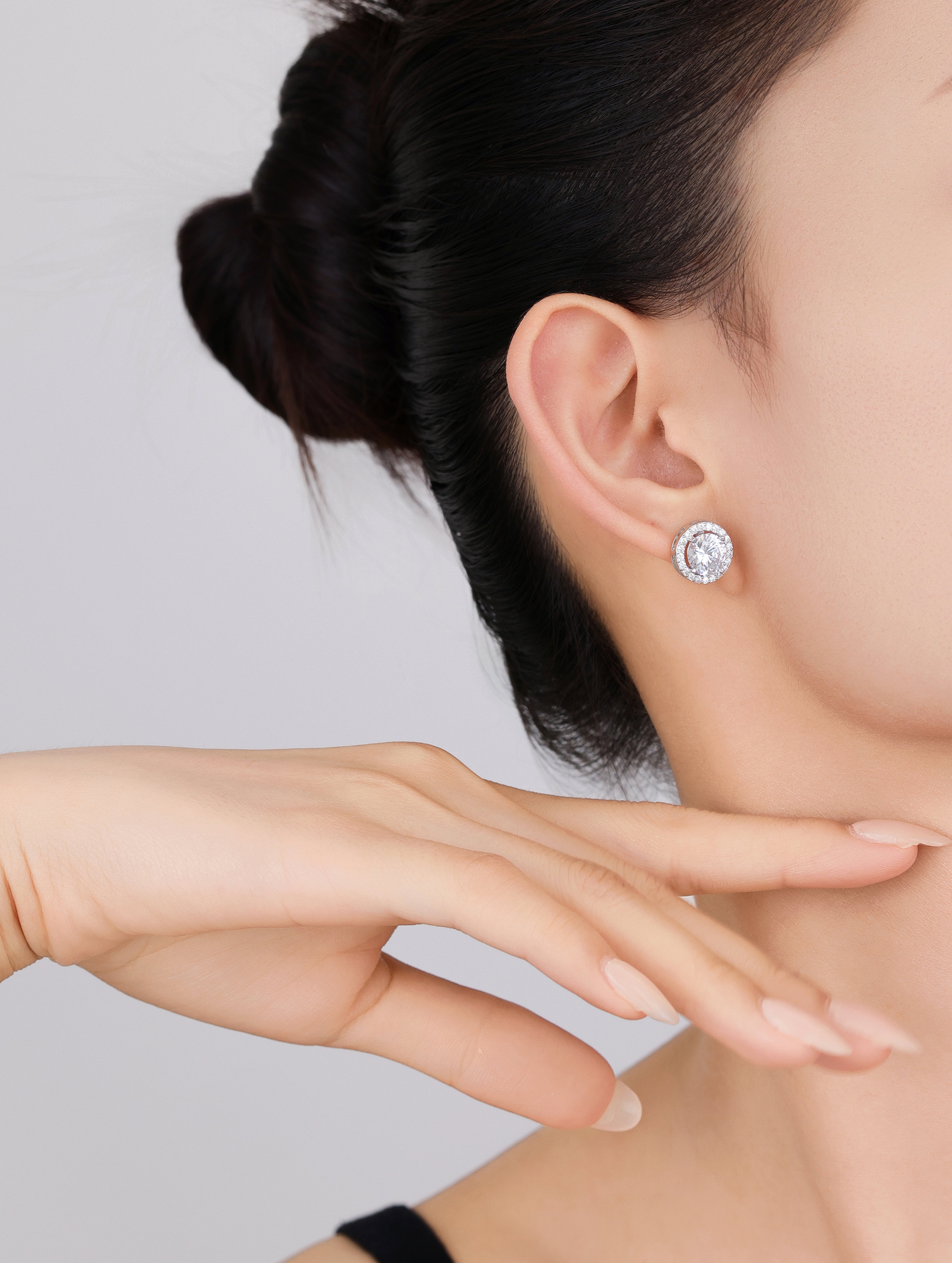 Solitaire Zircon Silver Earrings