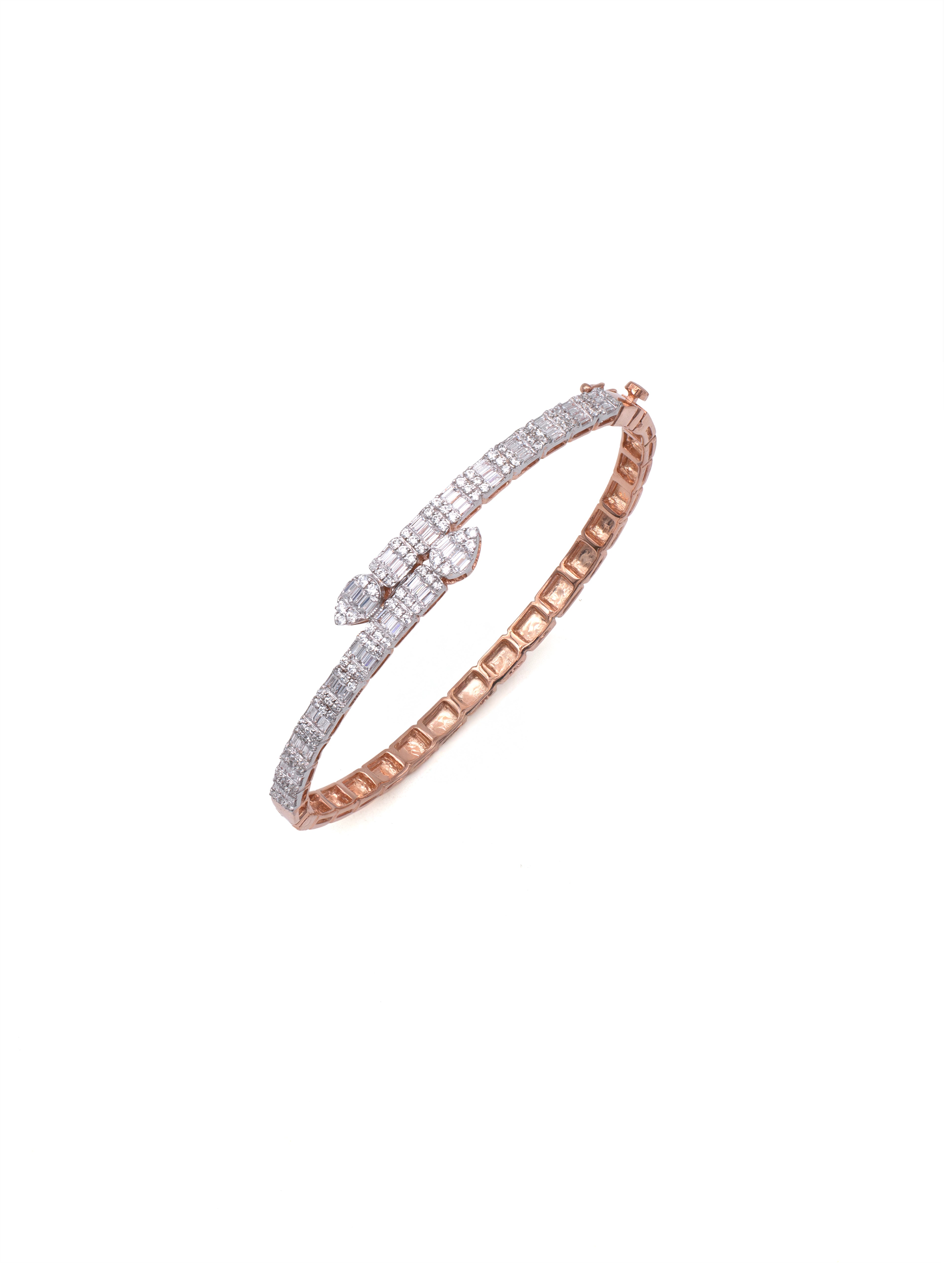 Rose Glow 925 Silver Rose Gold Kada Bracelet with White Swarovski Stones