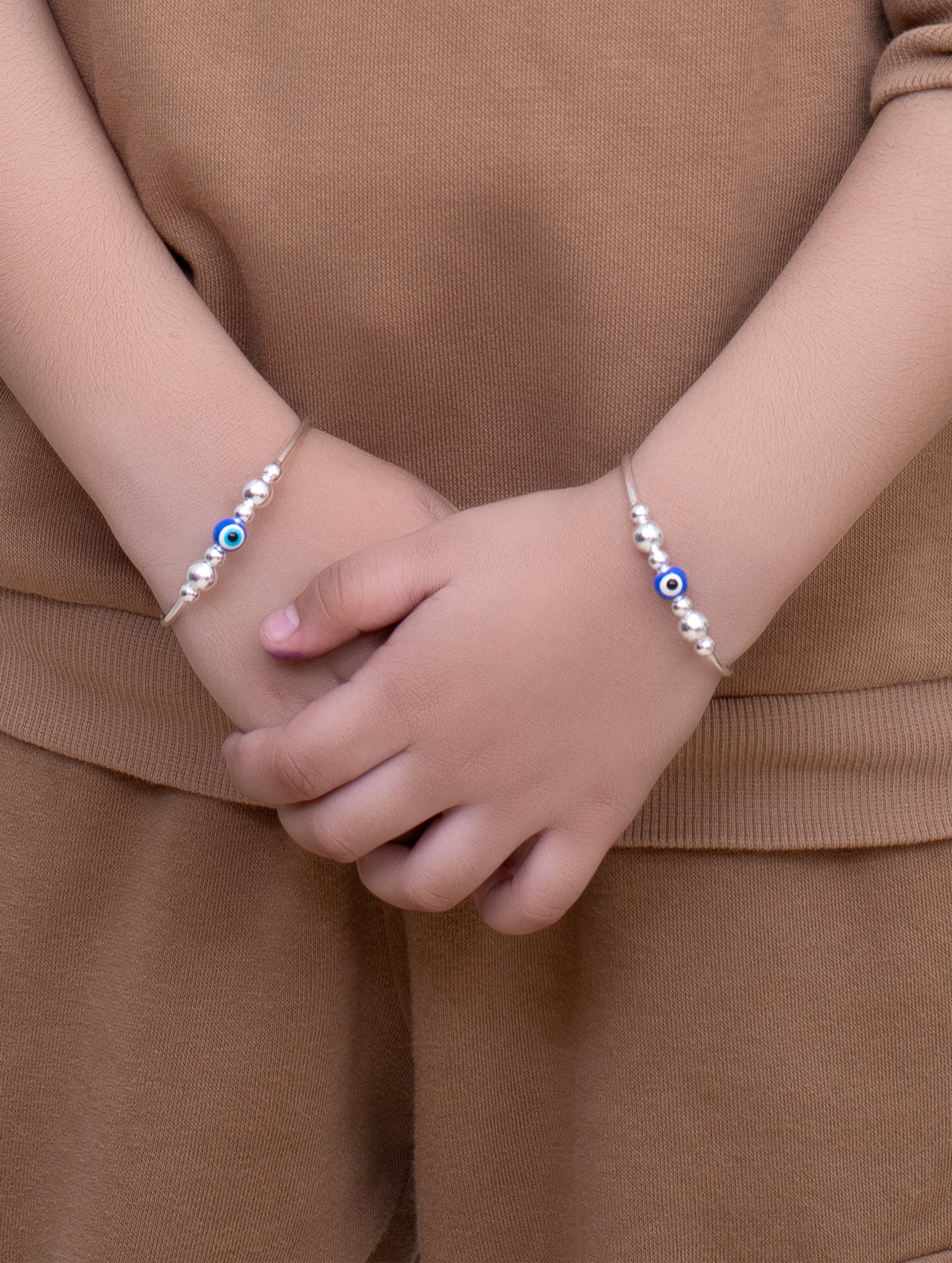 Silver Kids Bracelet with Evil Eye