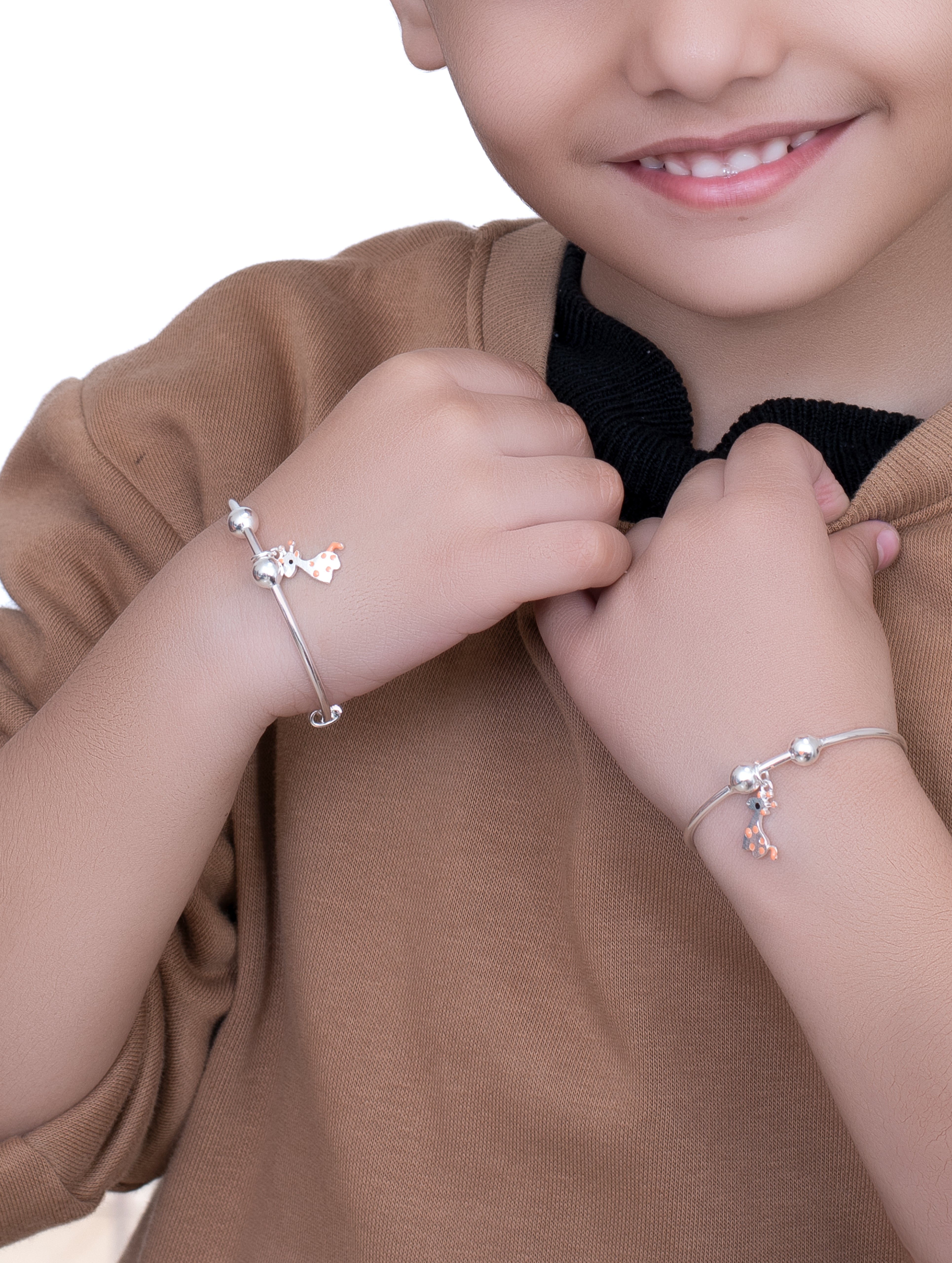 Charming Kids' Silver Bangle with Enamel