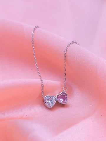 Silver Dual Heart Pendant Chain