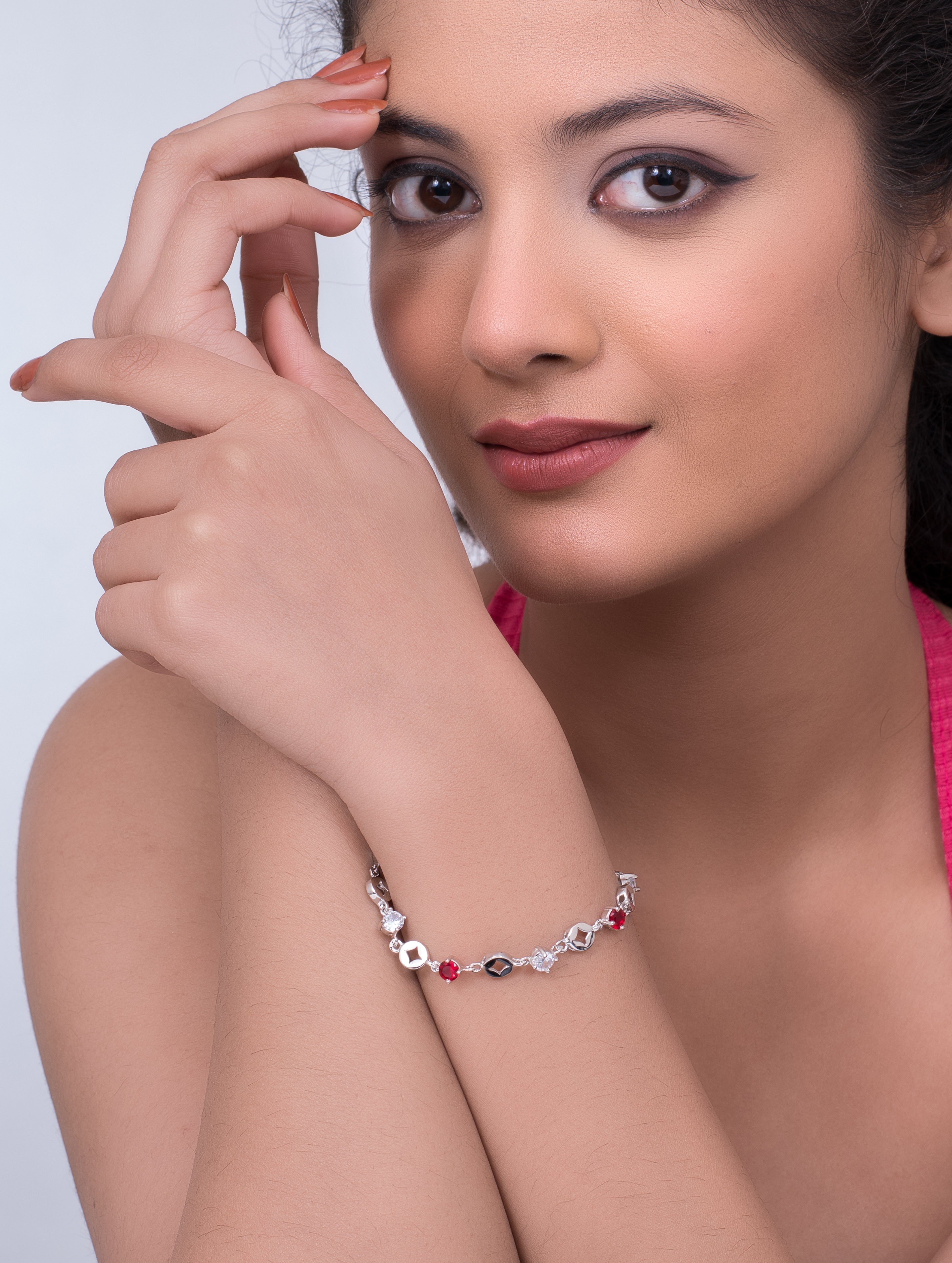 Ruby Bliss Silver Chain Bracelet