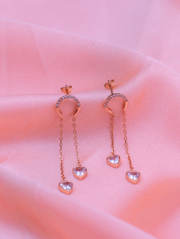 White Heart Stone Dangling Earrings