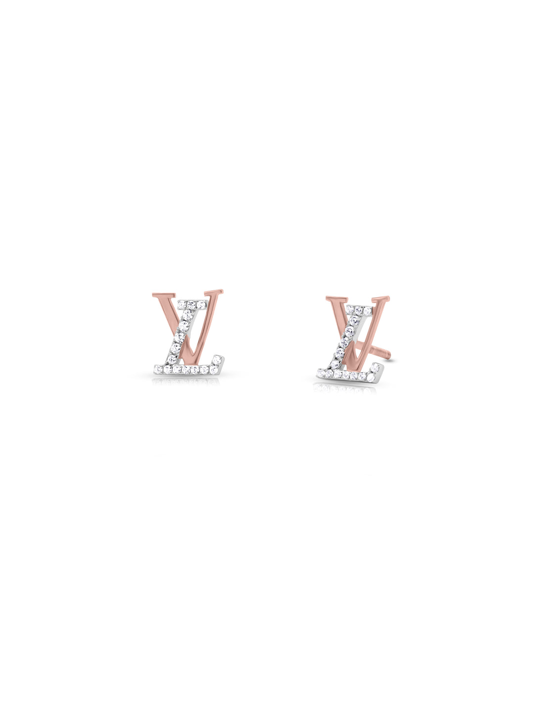 Rose Gold LV Monogram Stud Earrings