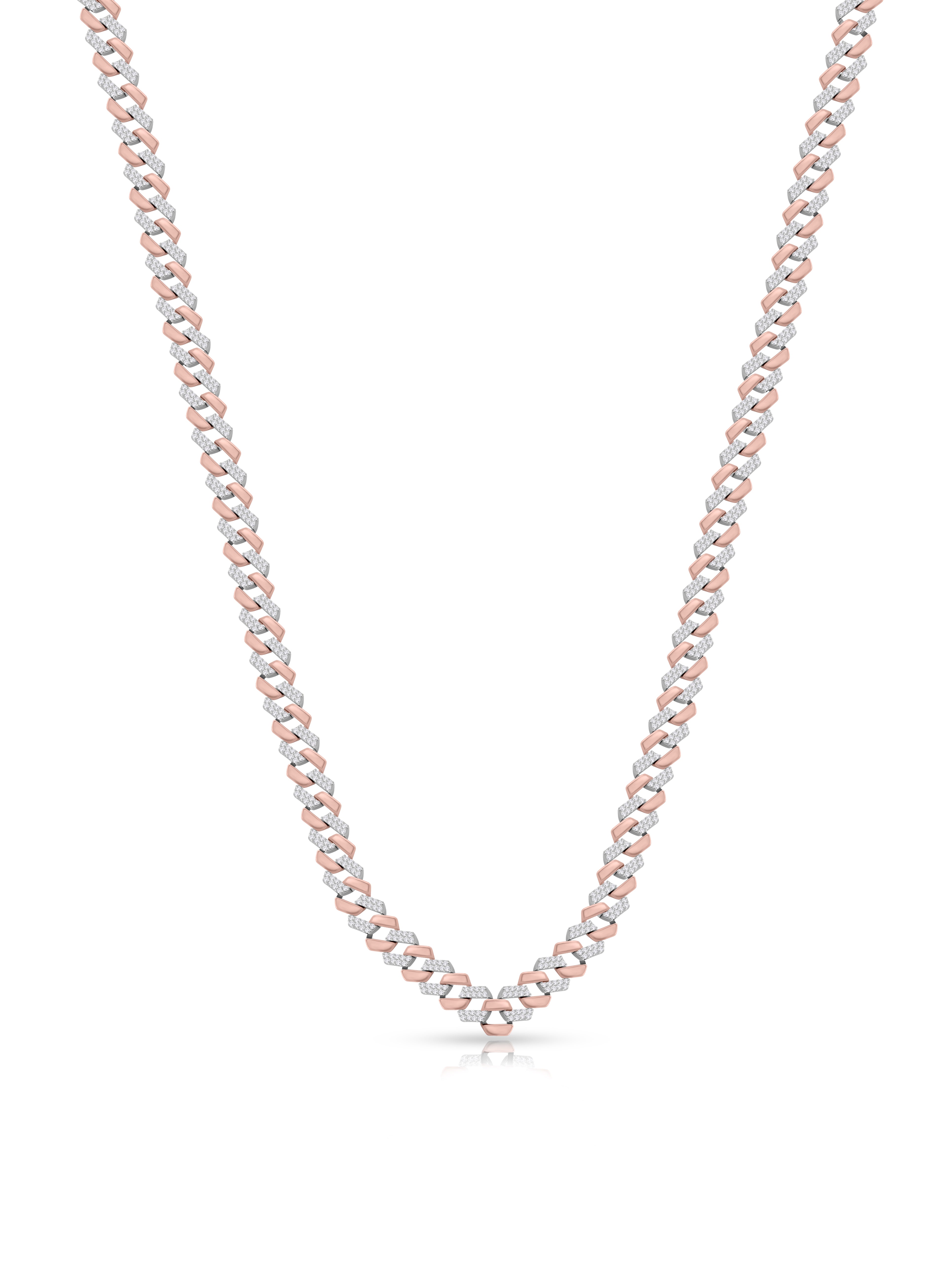 Two-Tone Rose Gold & Silver Gents Chain with Swarovski Zircon