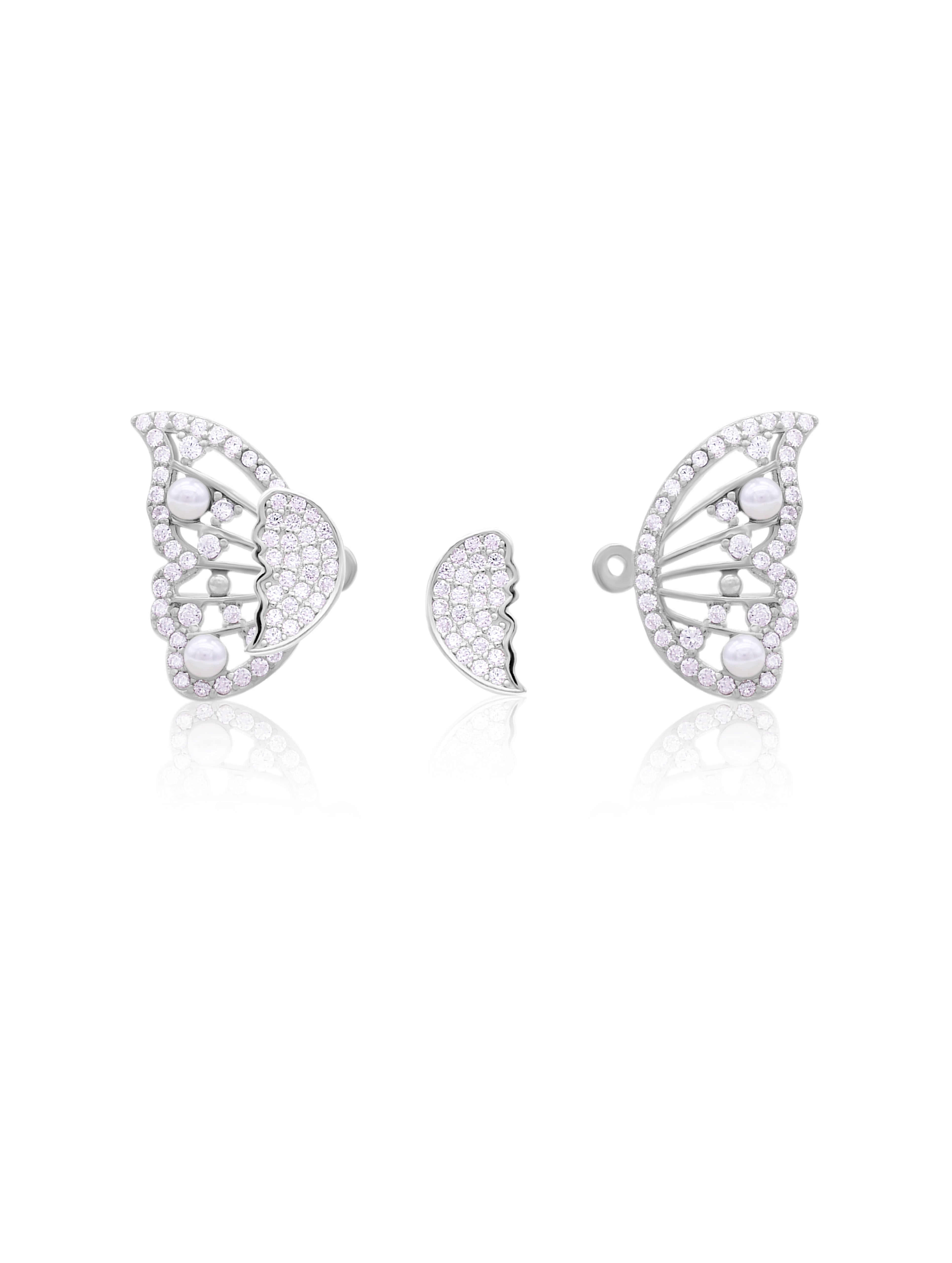 Tiny Flutter Swarovski Zircon & Pearl Earrings