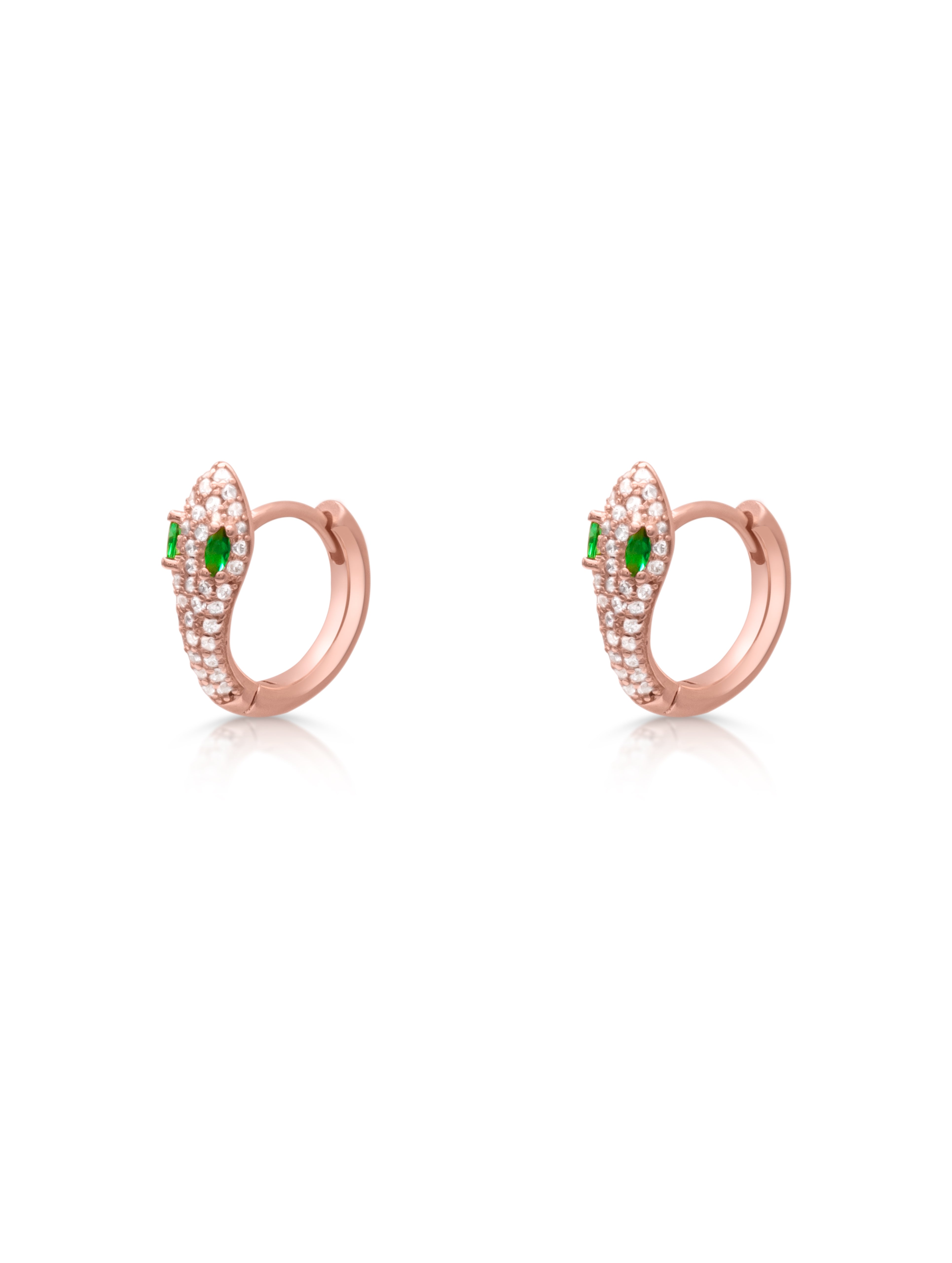 Rose Gold Green Gemstone Hoop Earrings