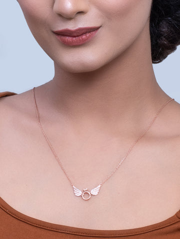 Solitaire Wing Charm Silver Necklace