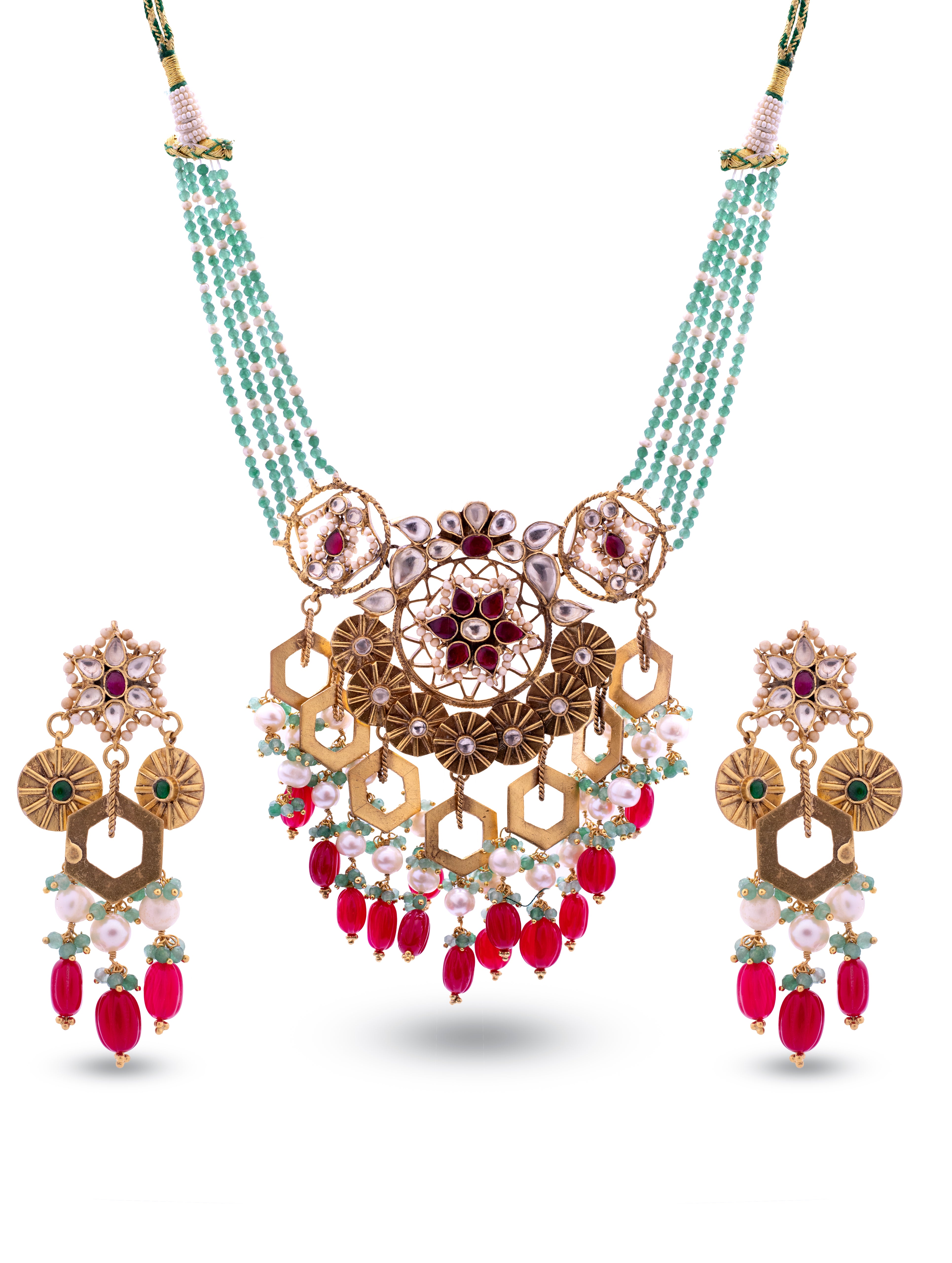 Kundan Necklace with Floral Pendant