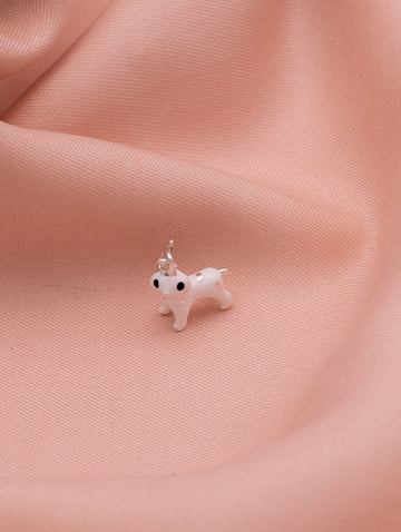 White Enamel Unicorn Silver Pendant
