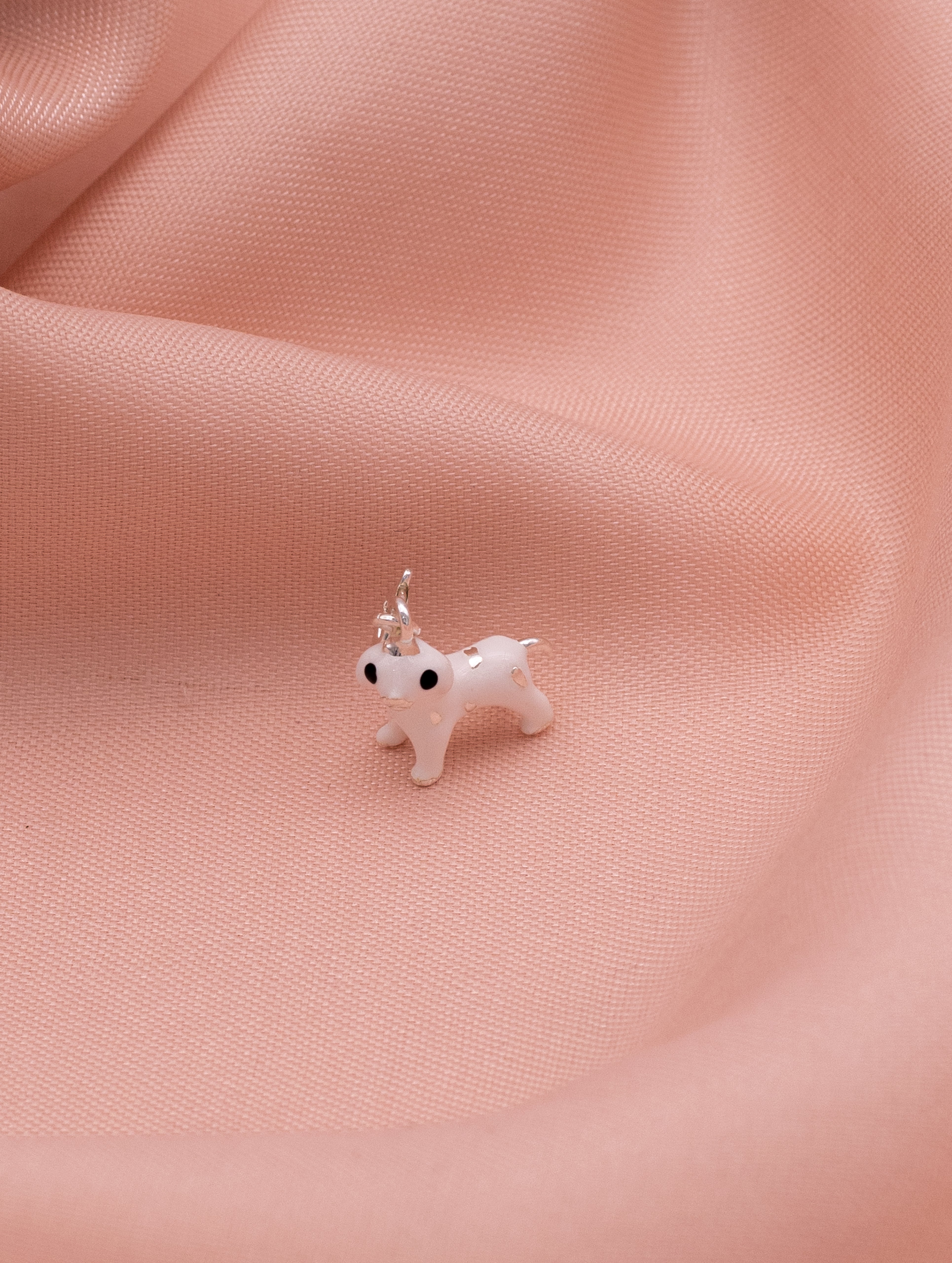 White Enamel Unicorn Silver Pendant