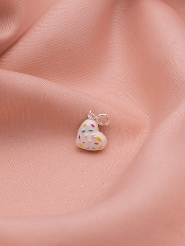 Heart-Shaped Colorful Sprinkles Silver Pendant