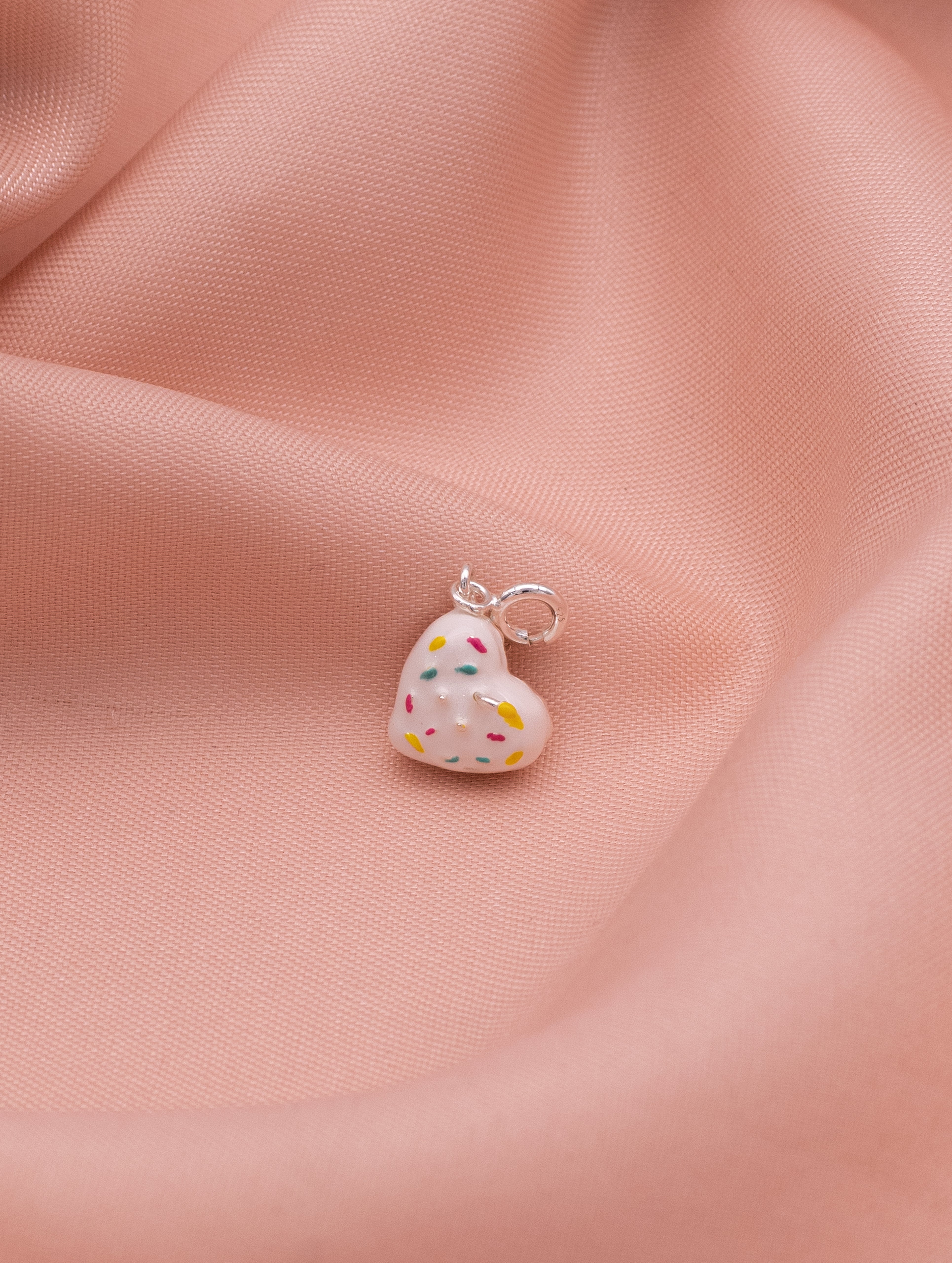 Heart-Shaped Colorful Sprinkles Silver Pendant