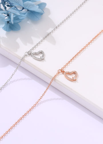 Heart Charm Silver Chain Bracelet