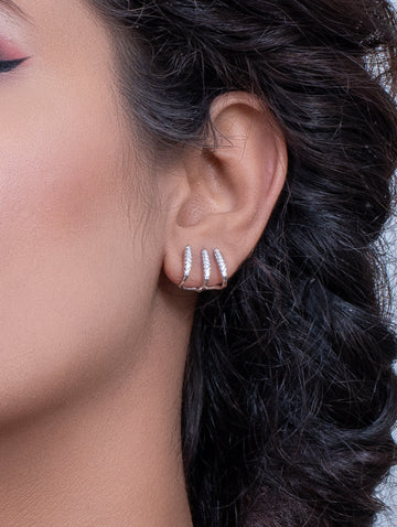 Curved Charm Silver Earrings