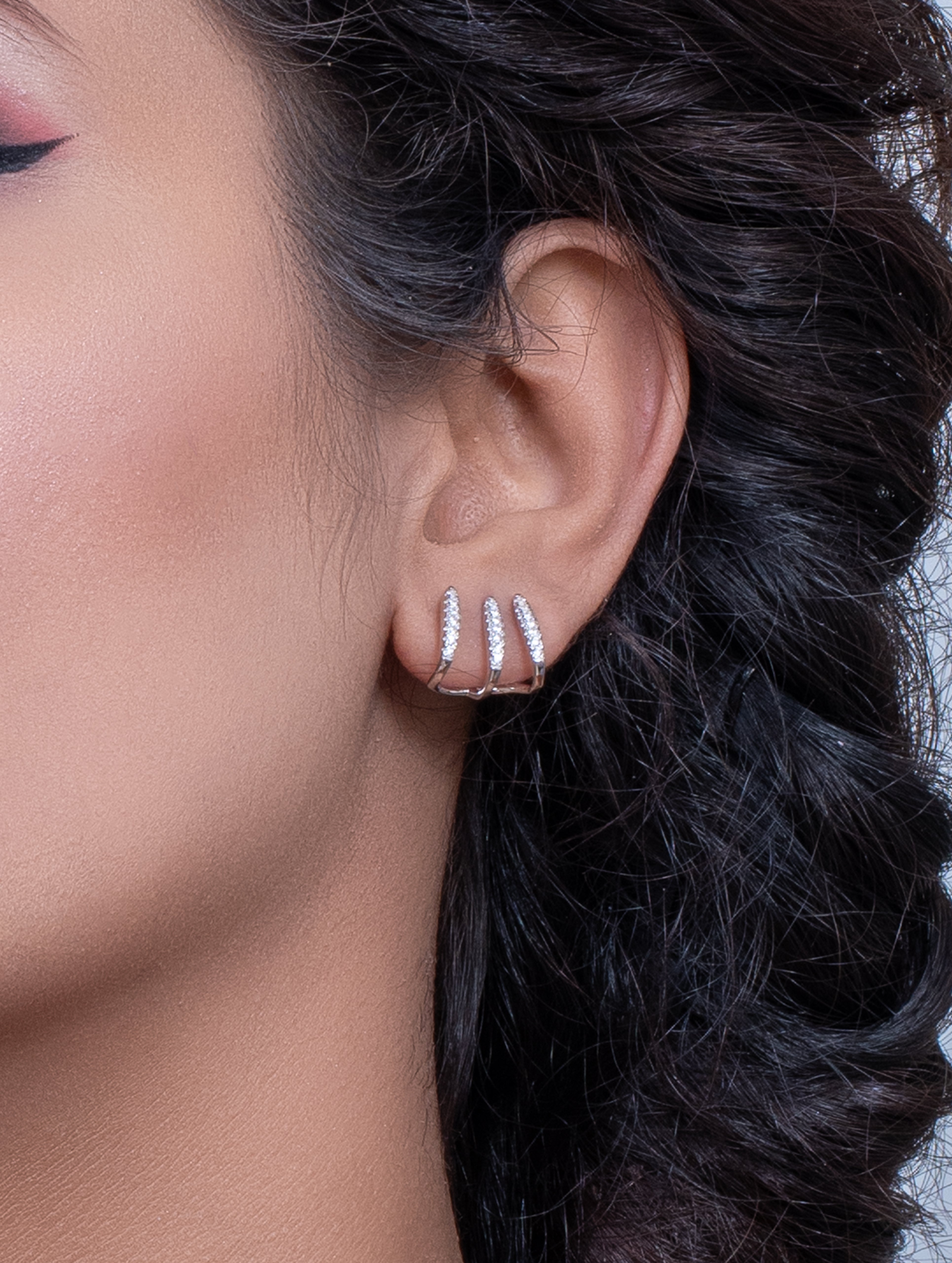 Curved Charm Silver Earrings