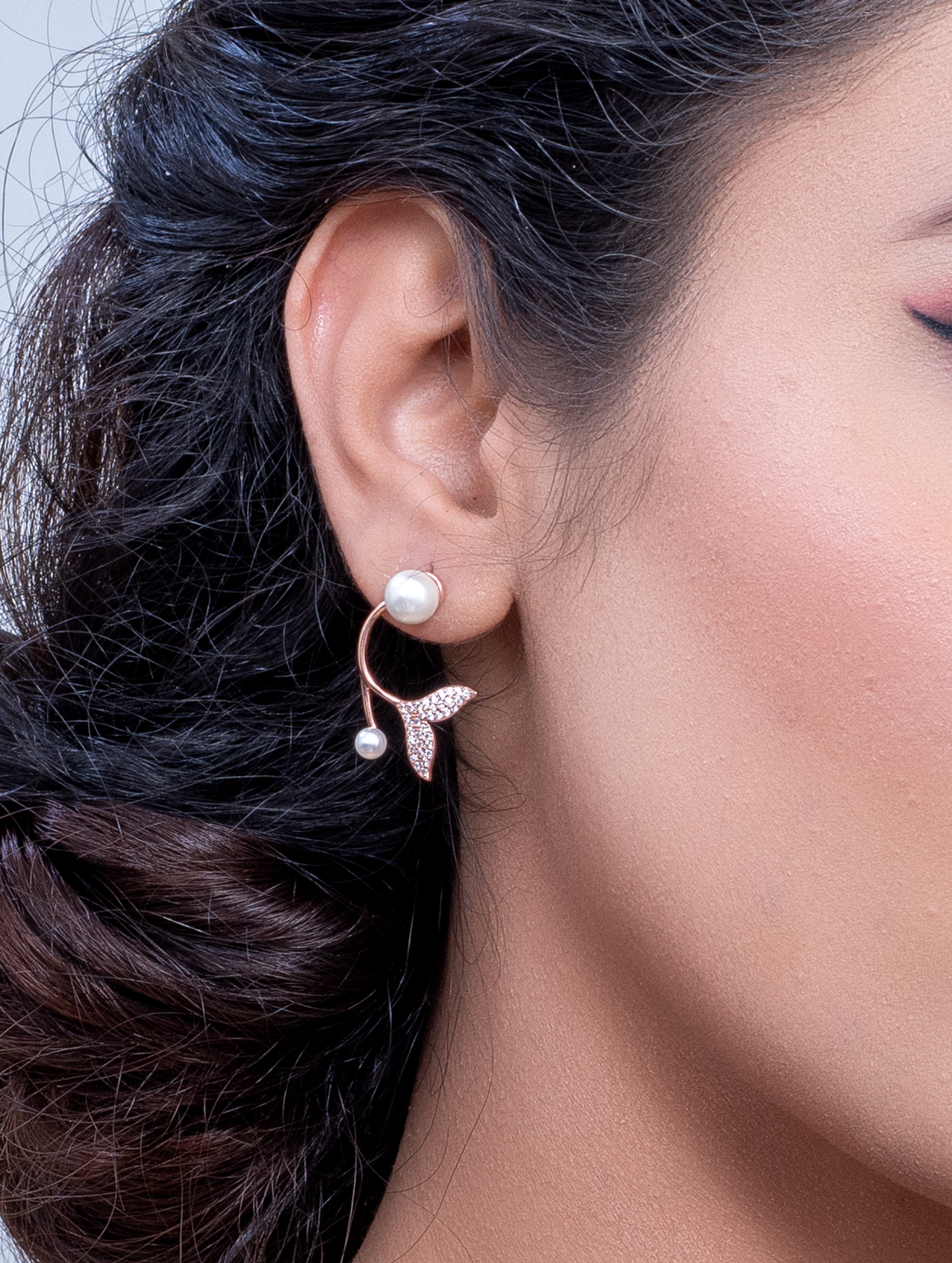 Pearl Cascade Zircon & Pearl Drop Earrings